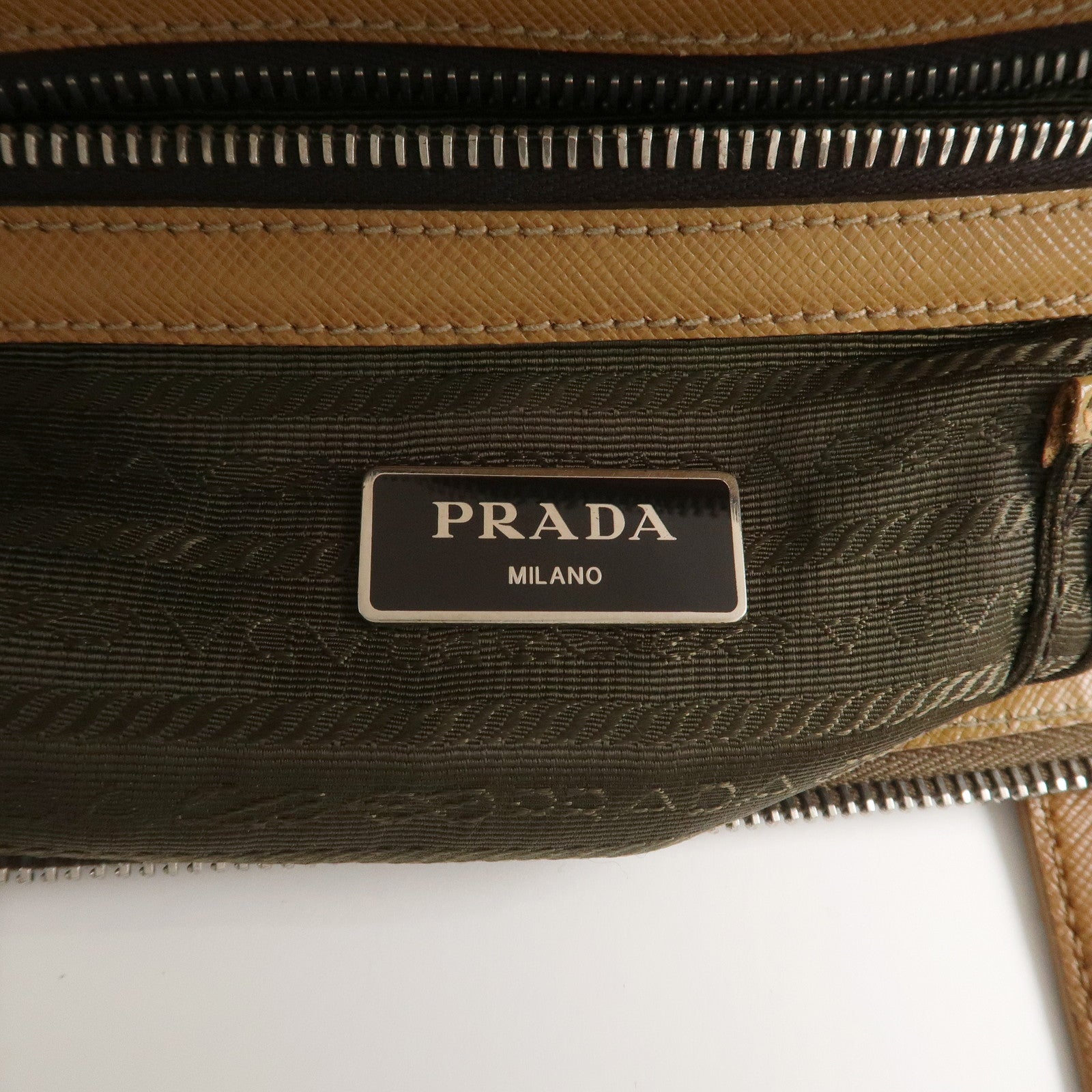 PRADA Triangle Logo Leather 2Way Bag Shoulder Bag Brown