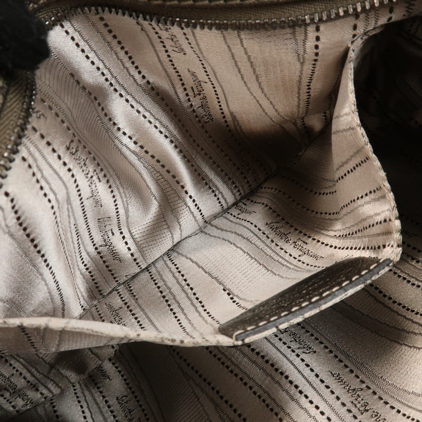 Ferragamo Gancini Leather Shoulder Bag Hand Bag Bronze