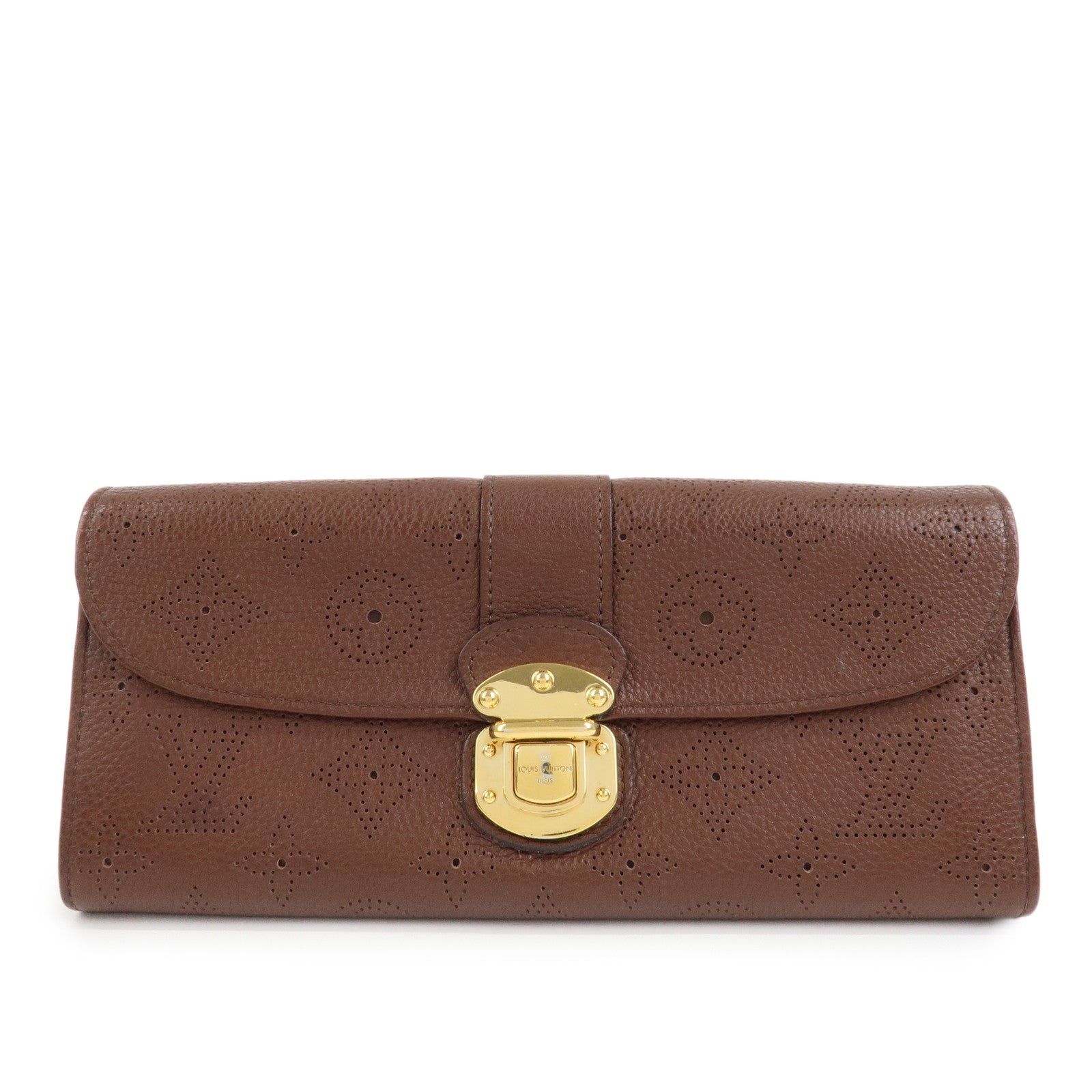 Louis Vuitton Monogram Mahina Portefeuilles Amelia Long Wallet Acajou M58125