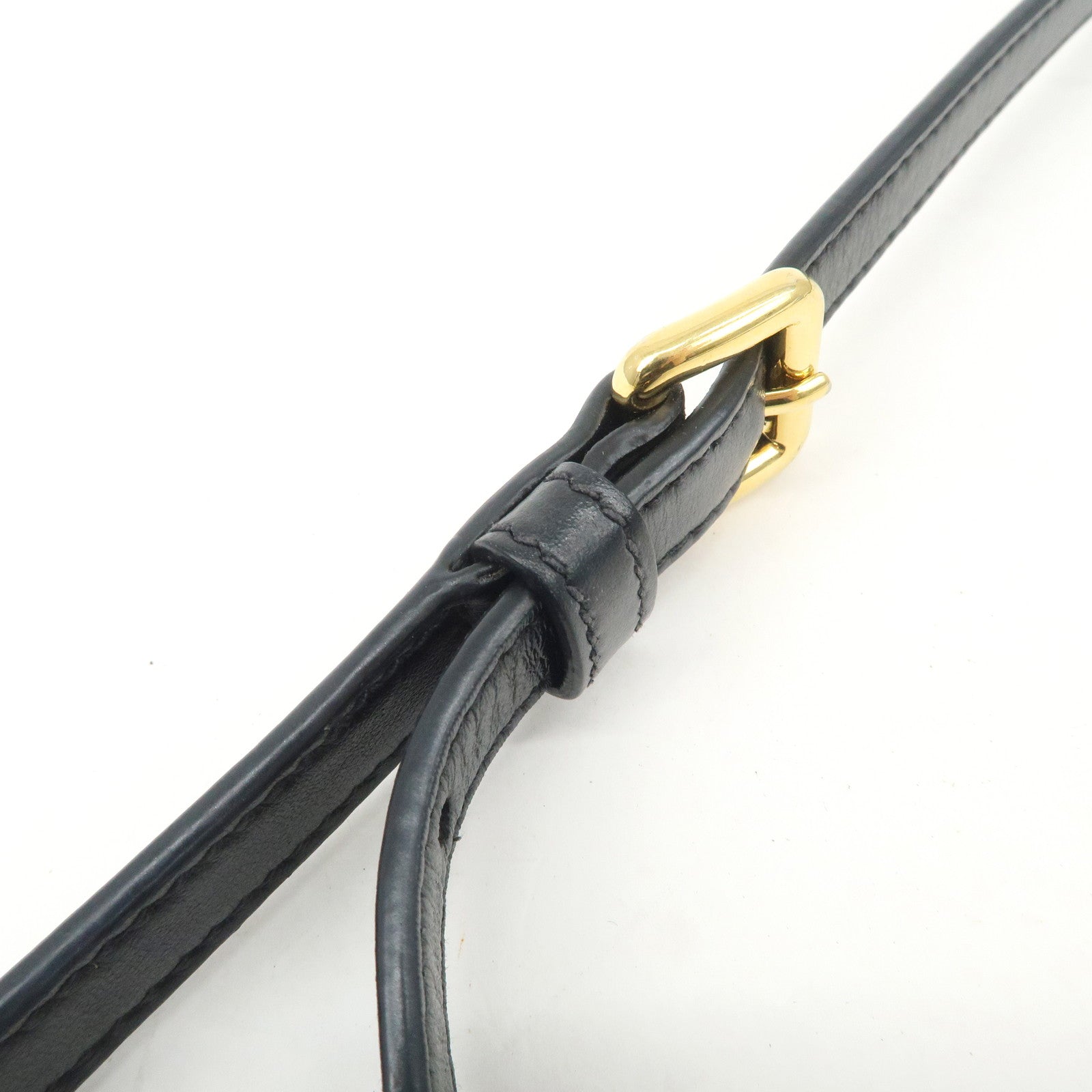 PRADA Logo Saffiano Leather Shoulder Bag Gold HDW Black