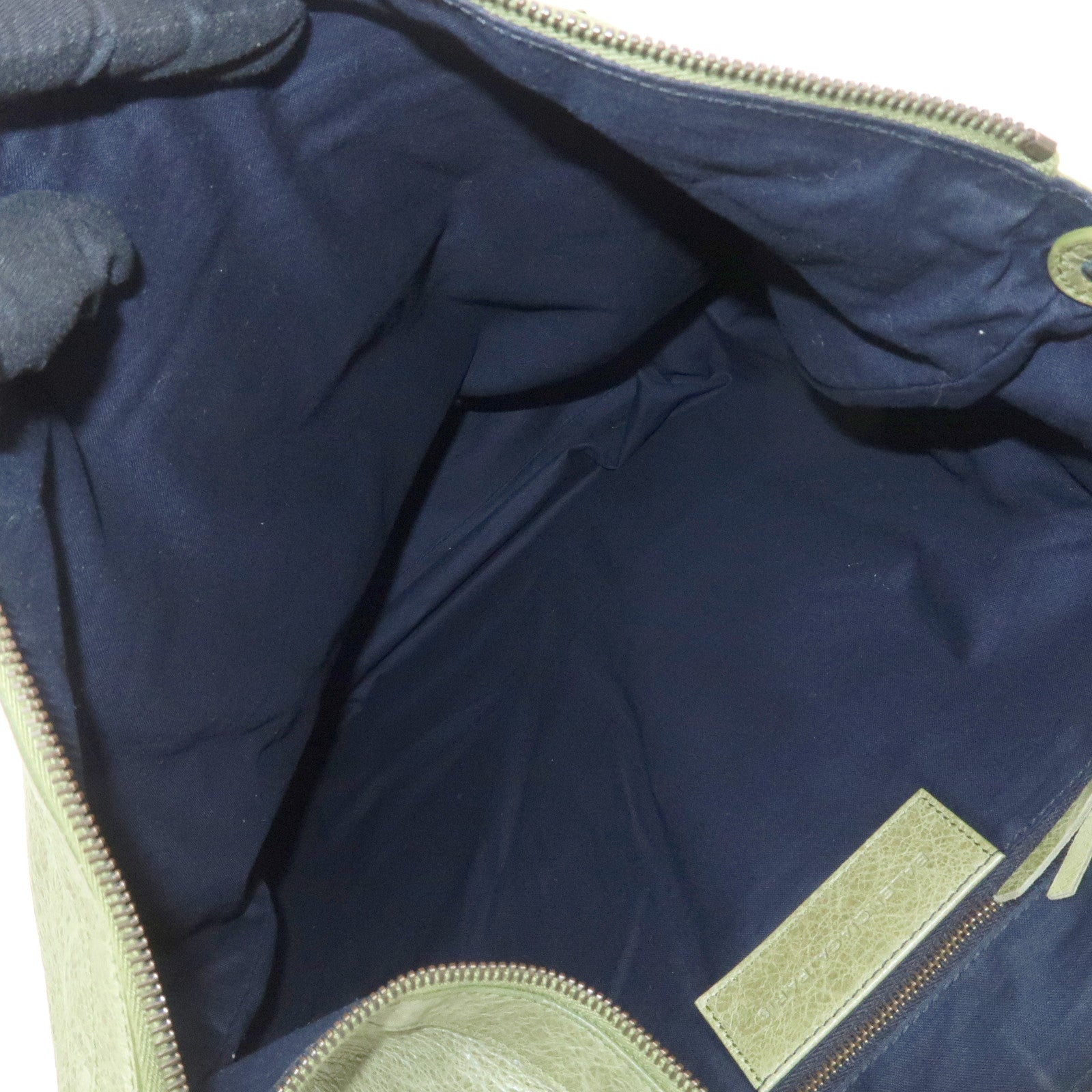 BALENCIAGA Leather The Day Shoulder Bag Green 140442