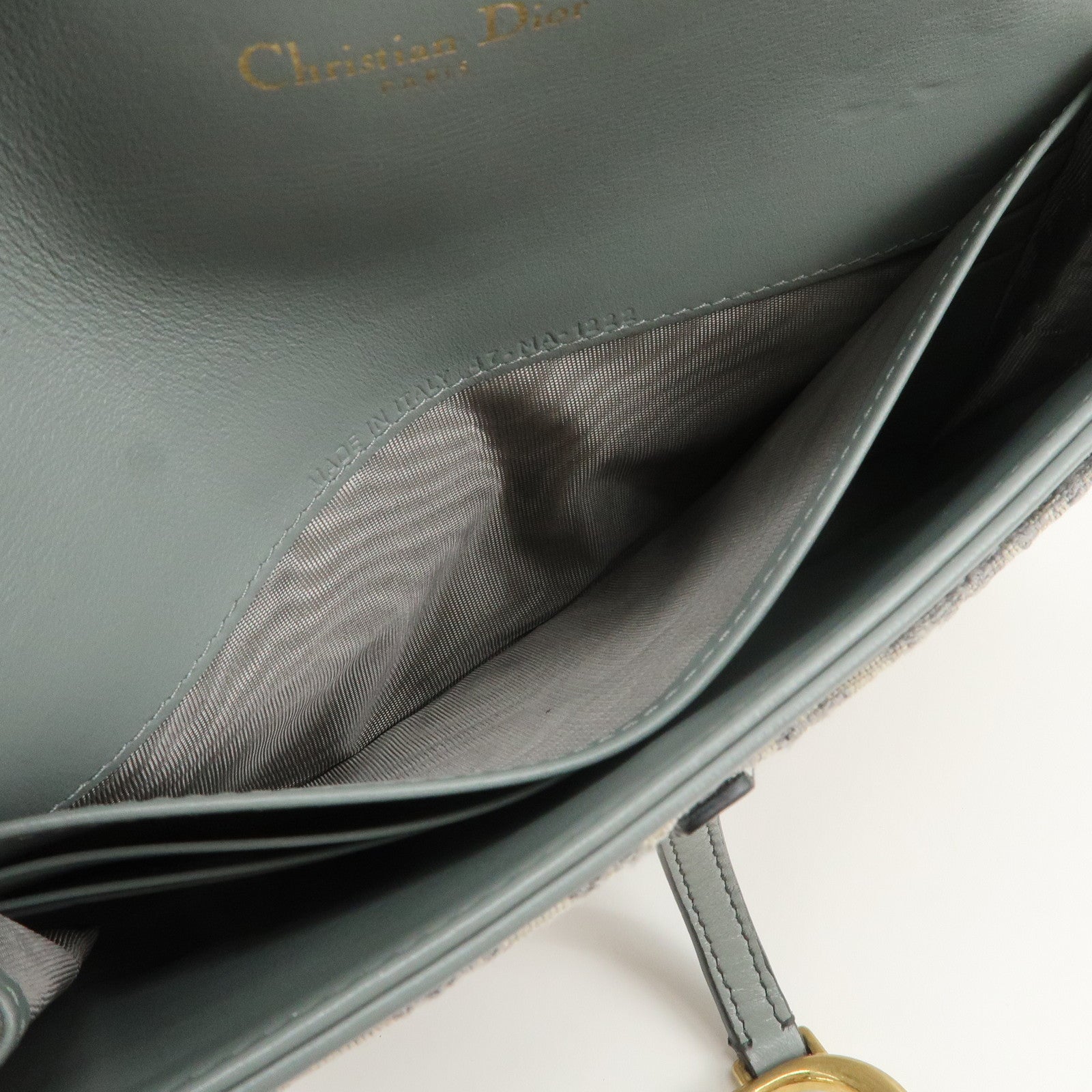 Christian Dior Oblique Jacquard Calf Leather Chain Wallet Gray WOC