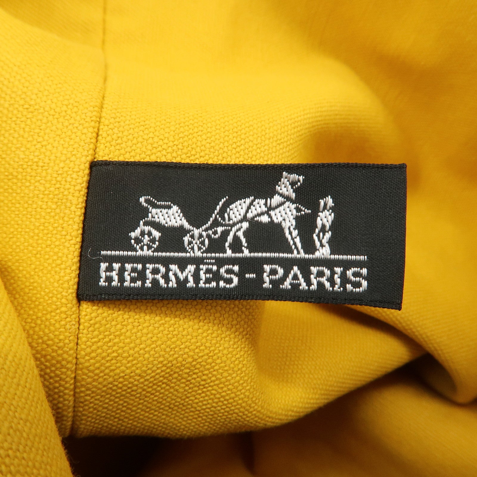 HERMES Porochon Mimil Canvas Leather PM Shoulder Bag Yellow Used