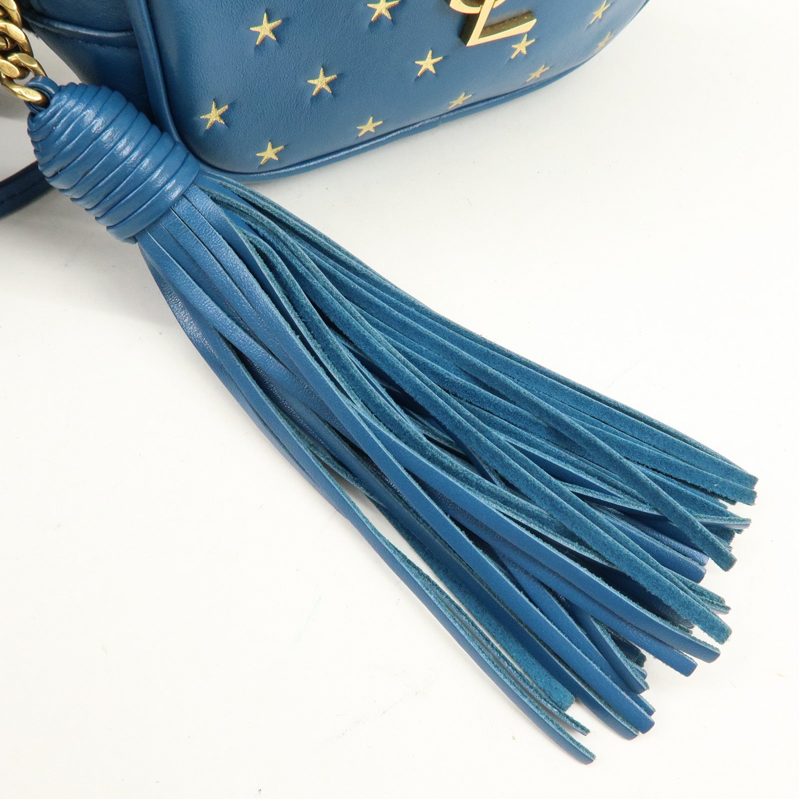 SAINT LAURENT PARIS Leather Shoulder Bag Crossbody Bag Blue