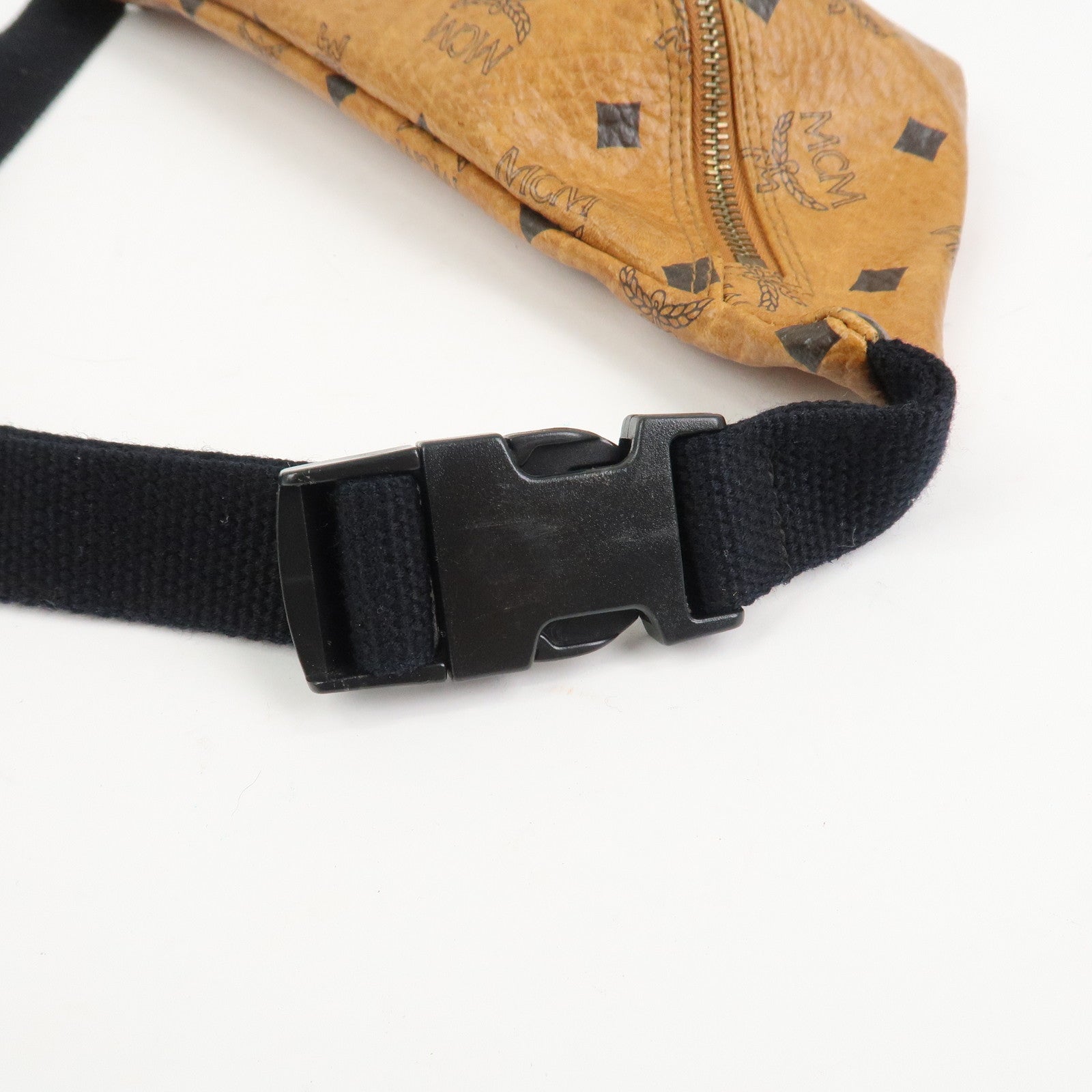 MCM Visetos Leather Waist Bag Waist Pouch Crossbody Bag Brown