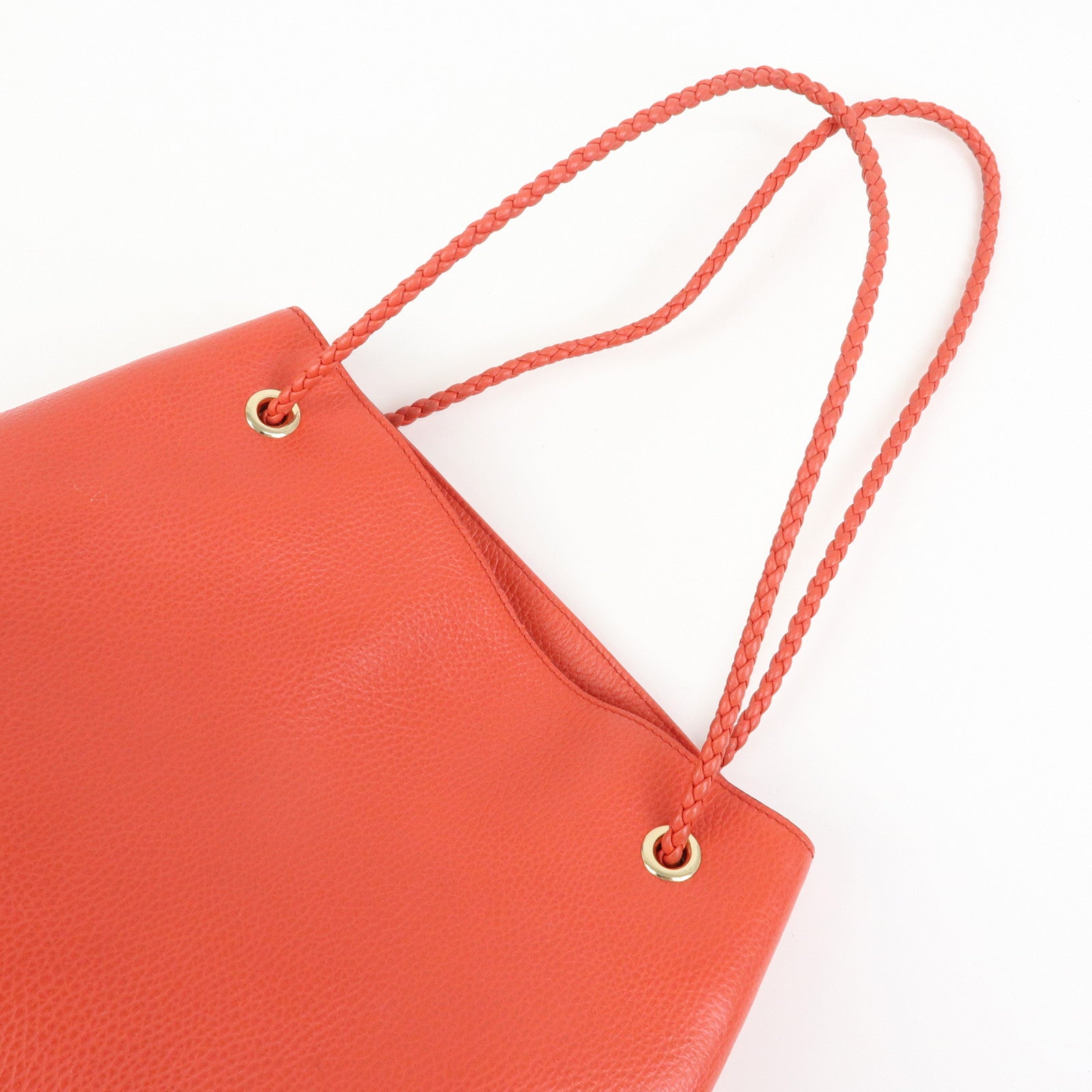 GUCCI Logo Leather Tote Bag Shoulder Bag Hand Bag Red 380118