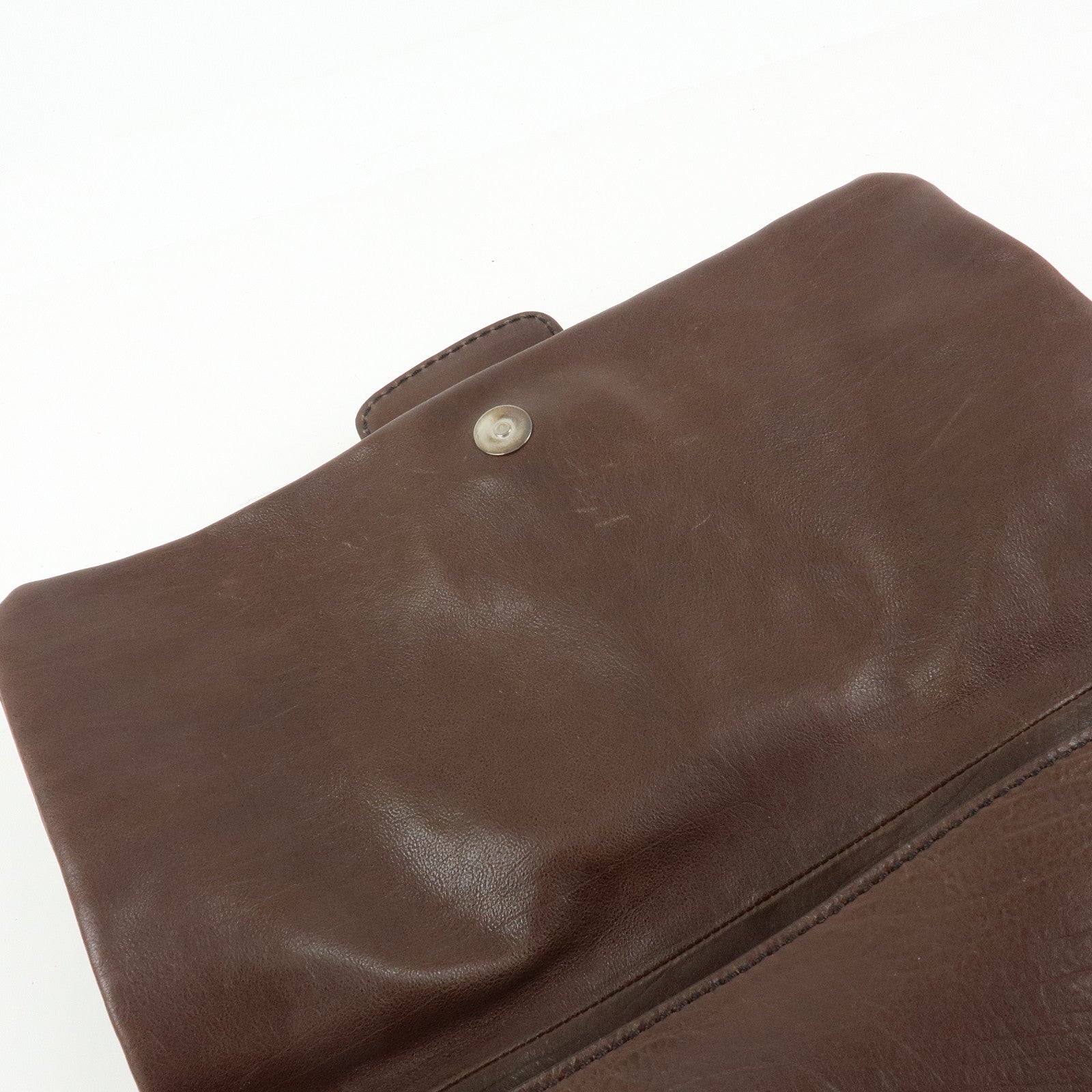 TOD'S Leather Belt Accent Flap Shoulder Bag Crossbody Bag Brown