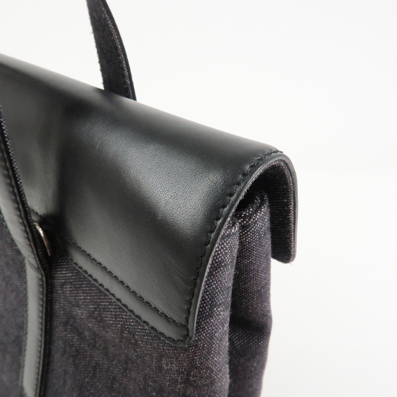 BVLGARI Logo Mania Canvas Leather Tote Bag Hand Bag Black