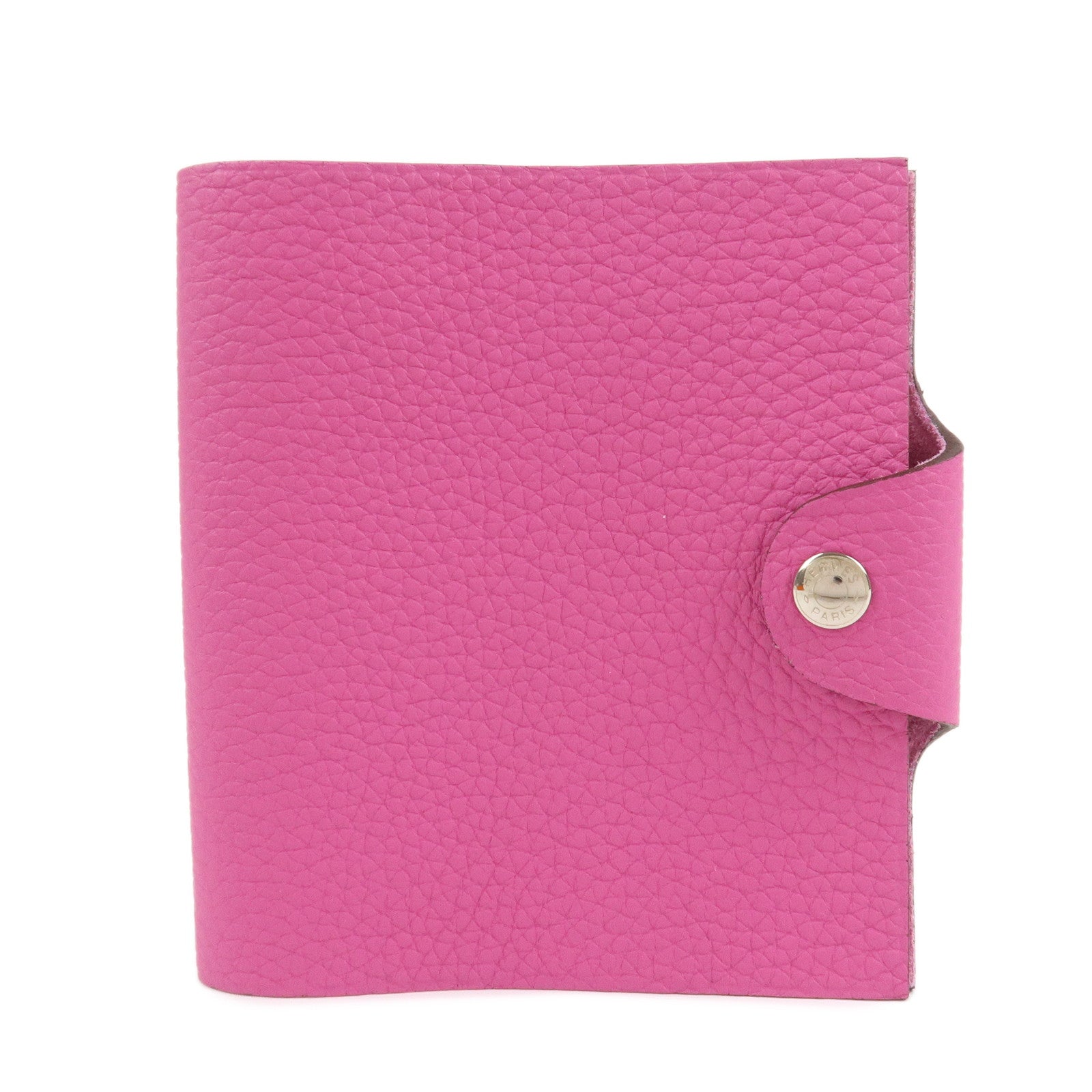 HERMES Ulysse Mini Leather C Stamped Note Book Cover Pink