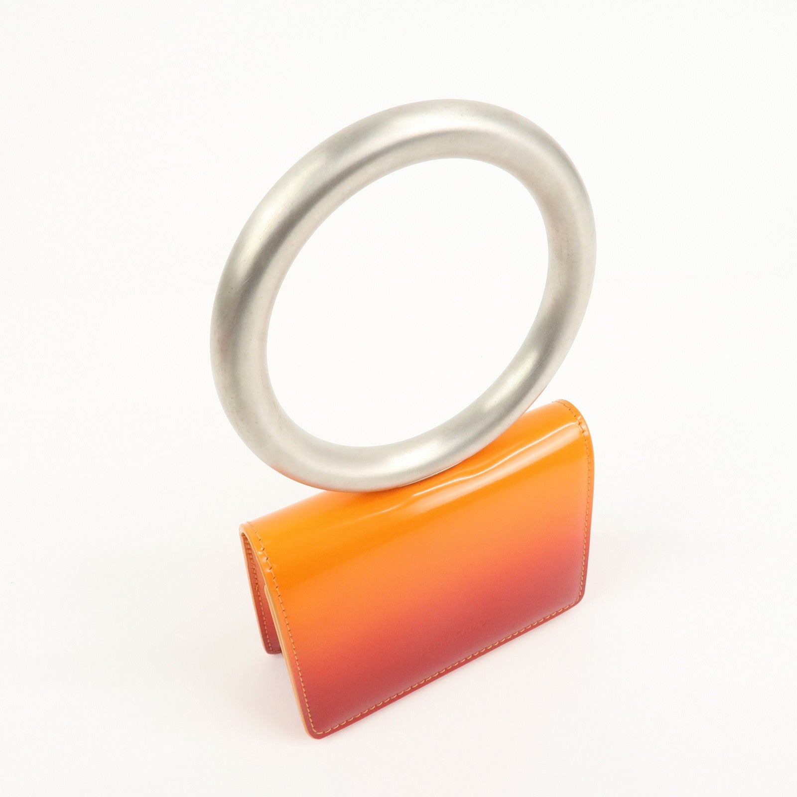 Ferragamo Patent Leather Hand Bag Orange