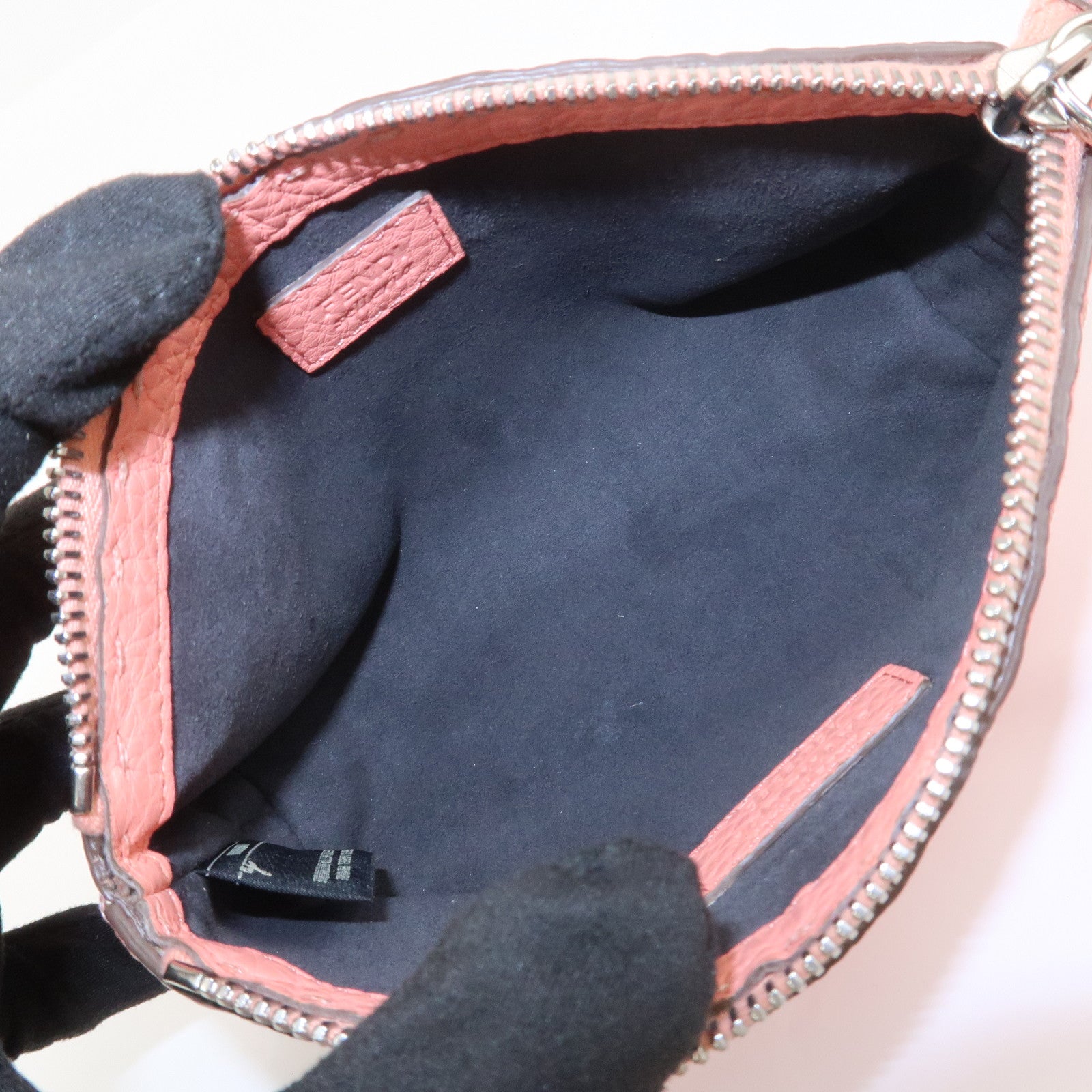 FENDI Selleria Leather Pouch Cosmetic Pouch Coral Pink
