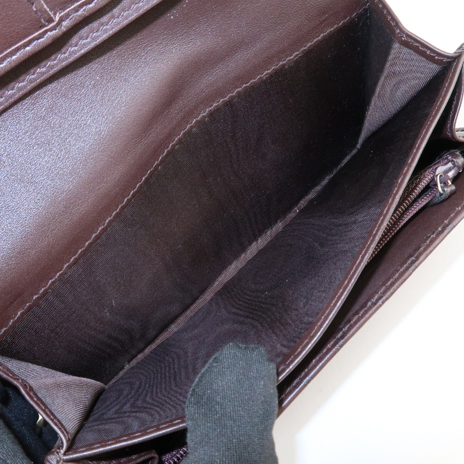 GUCCI Guccissima Leather Metal Bar Bi-fold Long Wallet Brown 244946 Used