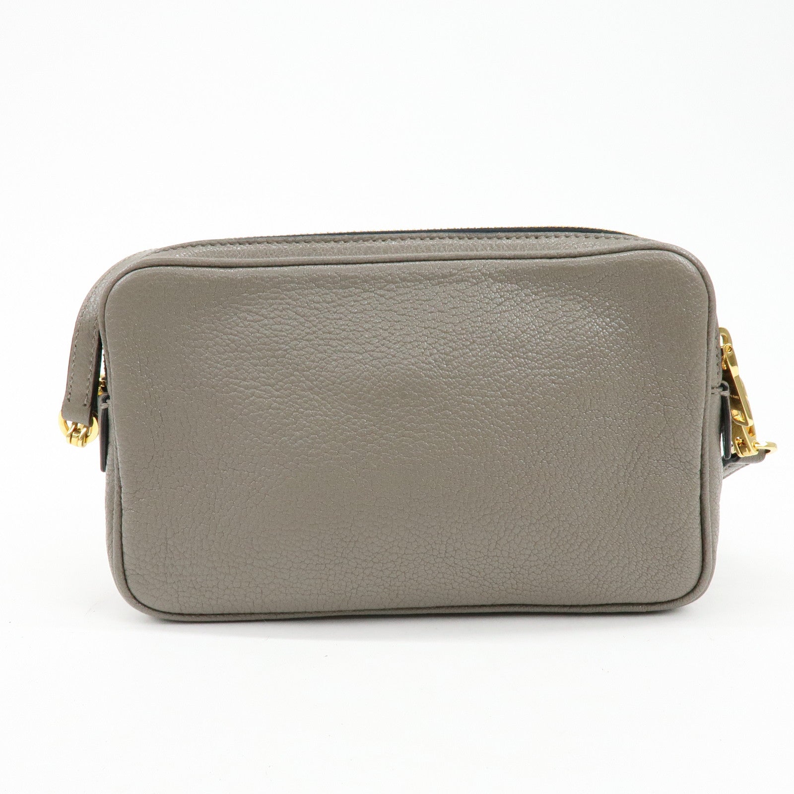 MIU MIU Madras Leather Shoulder Bag Crossbody Bag Gray