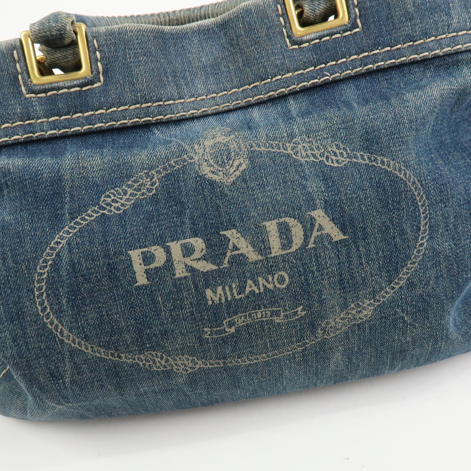 PRADA Denim 2Way Bag Hand Bag Shoulder Bag Tote Bag Blue BN2070