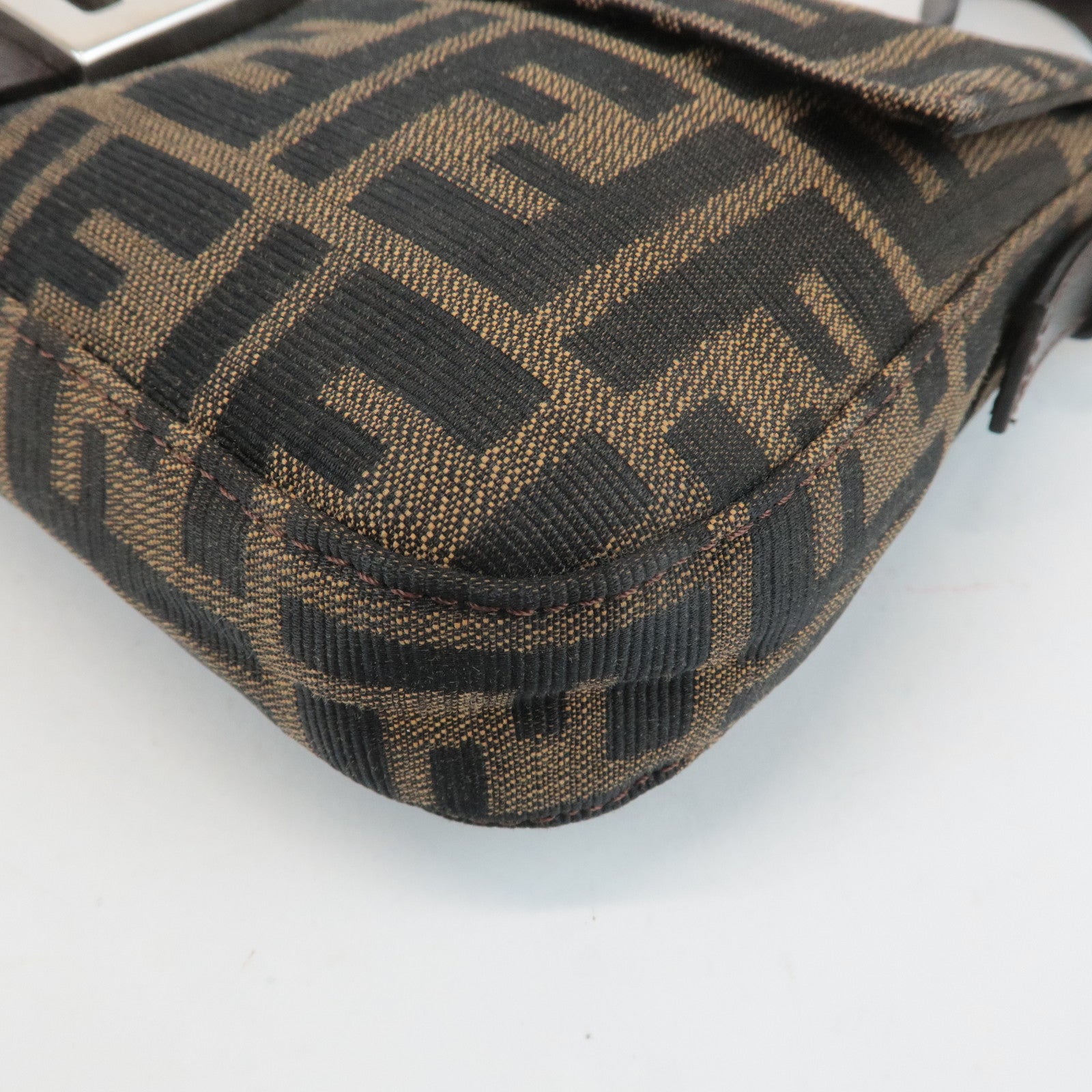 FENDI Zucca Mamma Baguette Canvas Shoulder Bag 26424 Brown Black Used