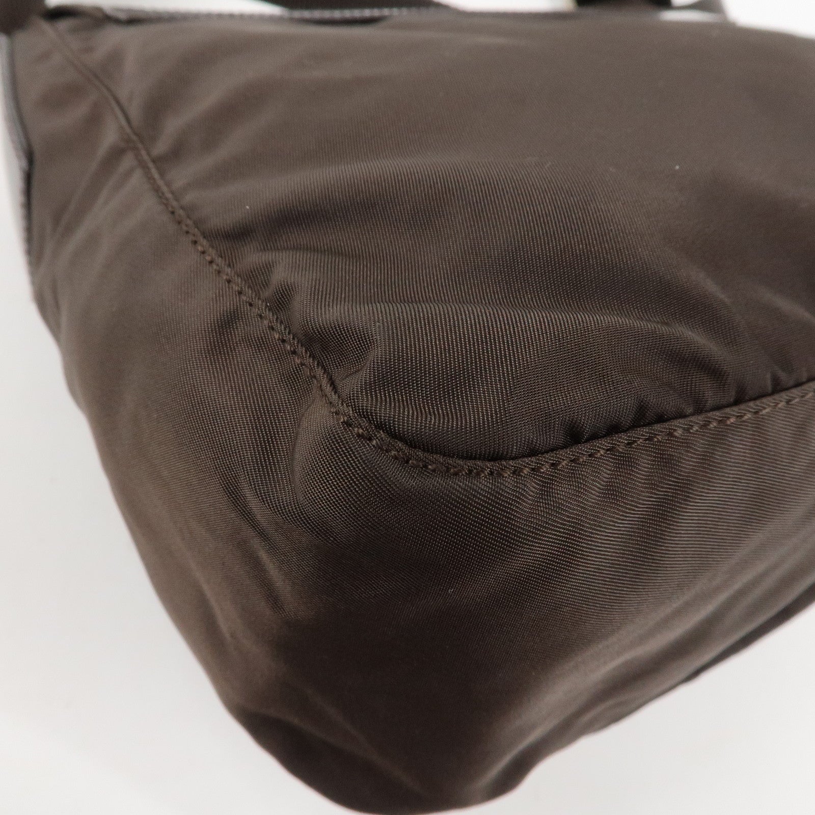 PRADA Triangle Logo Nylon Leather Shoulder Bag Crossbody Bag Brown Used