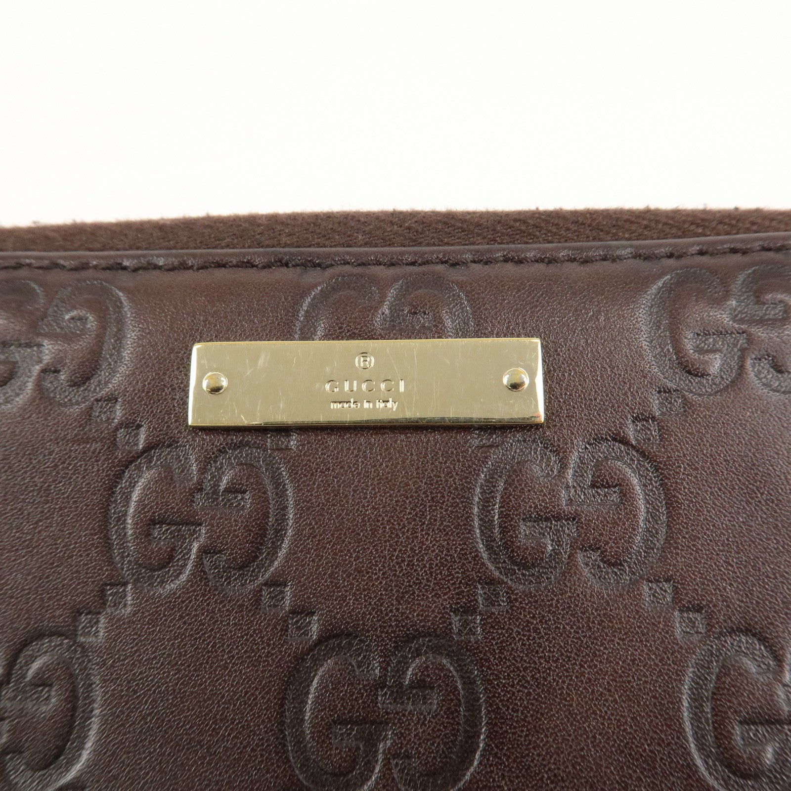 GUCCI Guccissima Leather Round Zippy Long Wallet Dark Brown 112724 Used