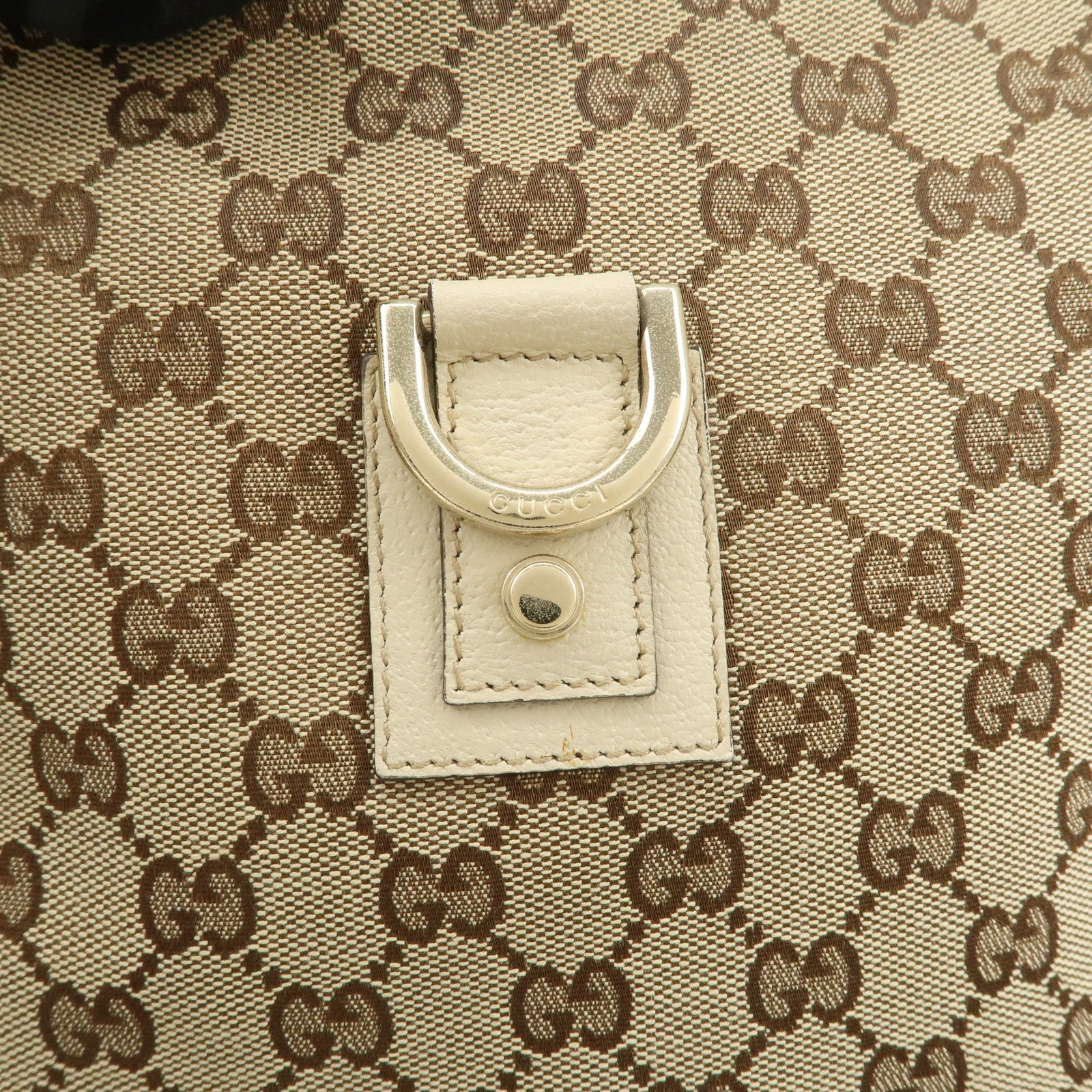 GUCCI Abbey GG Canvas Leather Shoulder Bag Beige Ivory 131326