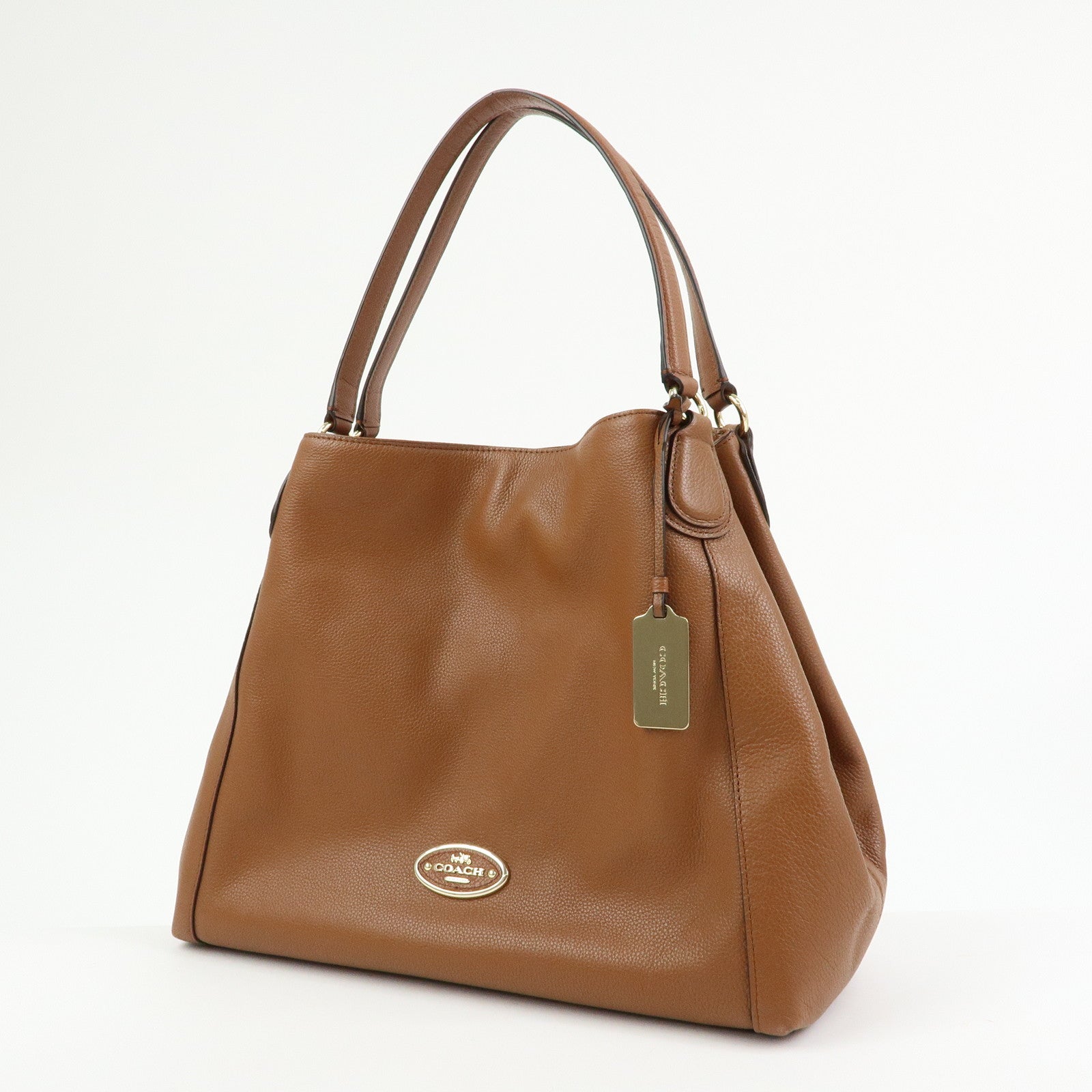 COACH Logo Leather Shoulder Bag Hand Bag Brown