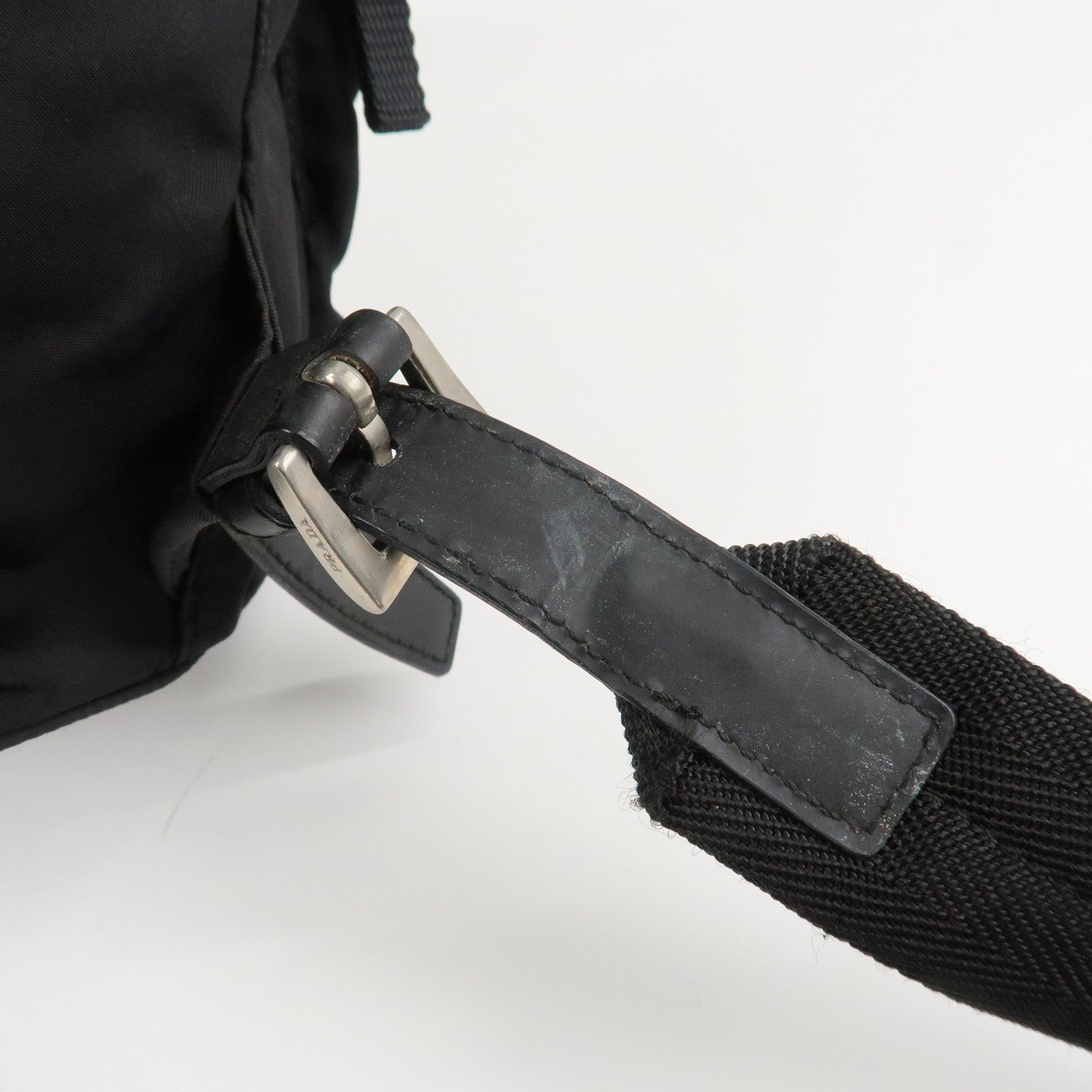 PRADA Triangle Logo Nylon Leather Backpack Ruck Sack Black 1BZ005 Used