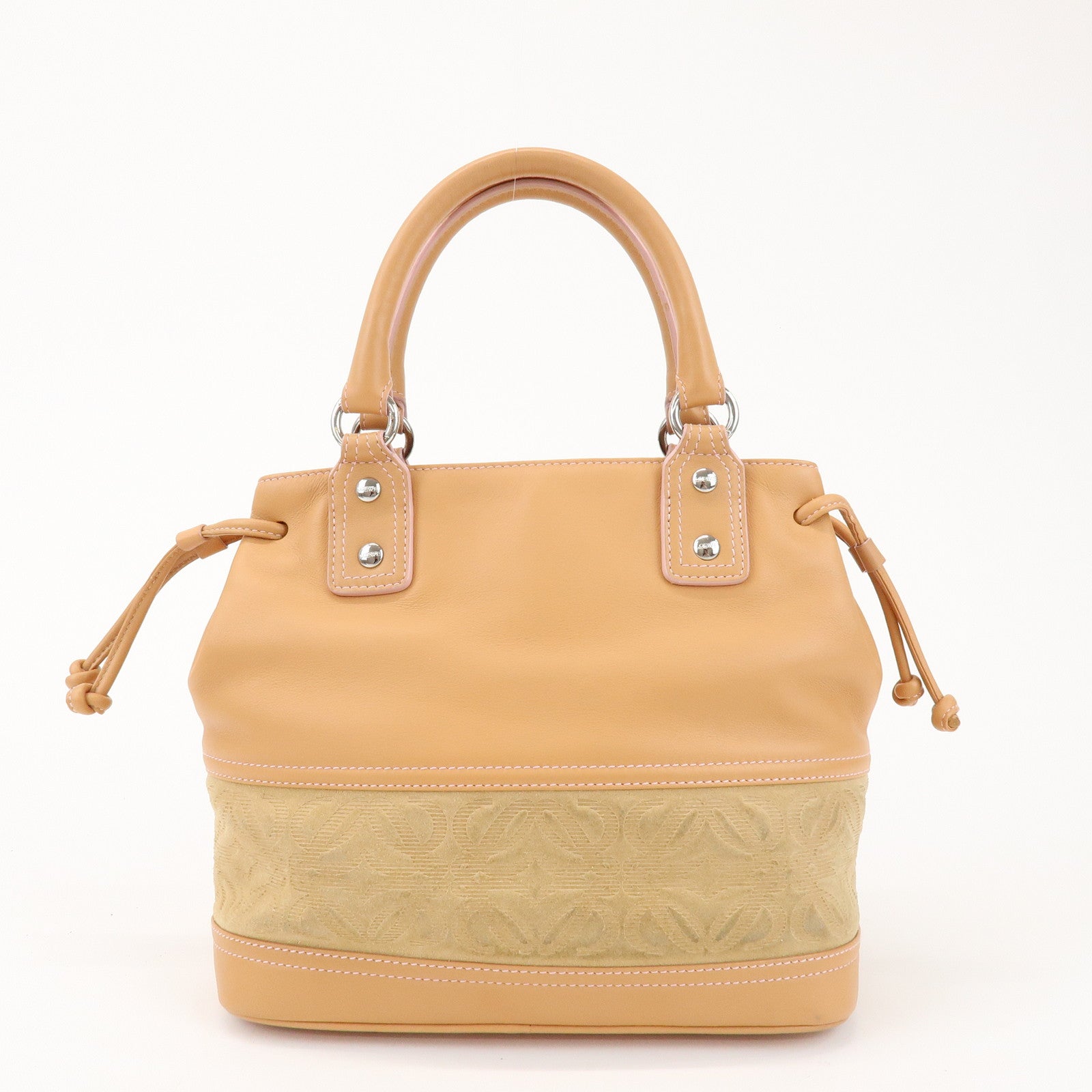 LOEWE Logo Suede Leather Hand Bag Mini Tote Bag Light Brown Beige