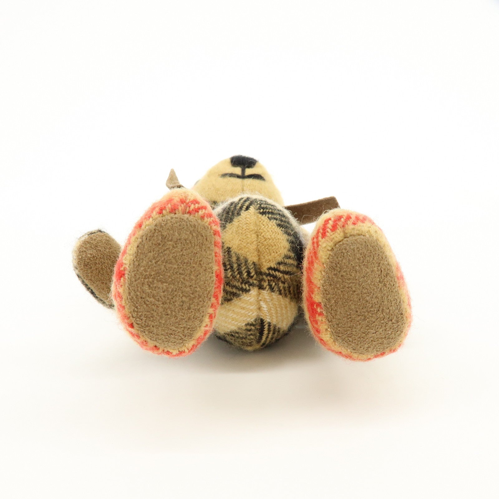 BURBERRY Thomas Bear Cashmere Leather Bag Charm Key Holder Brown