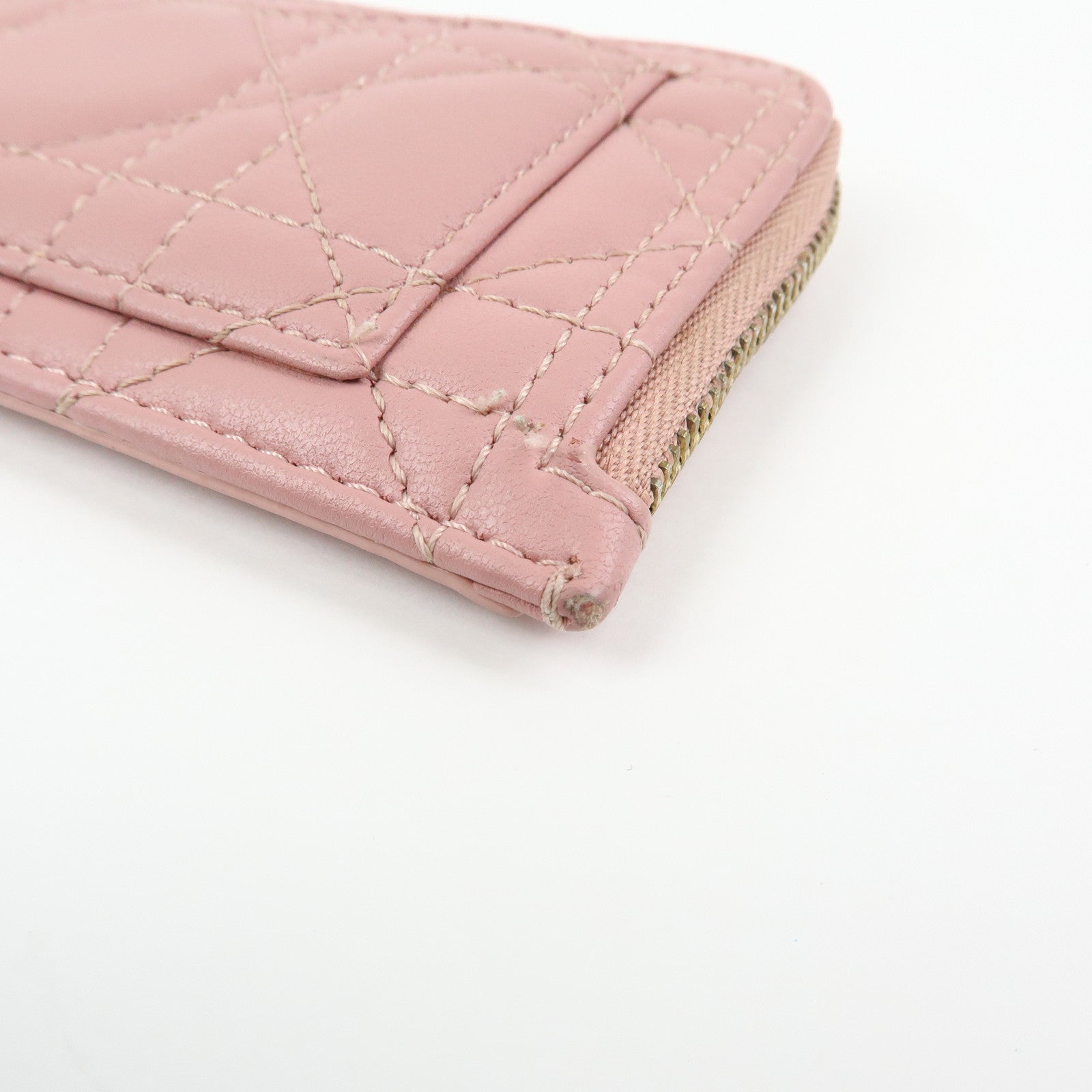 Christian Dior Lady Dior Cosmos Cannage Lambskin Card Case Pink