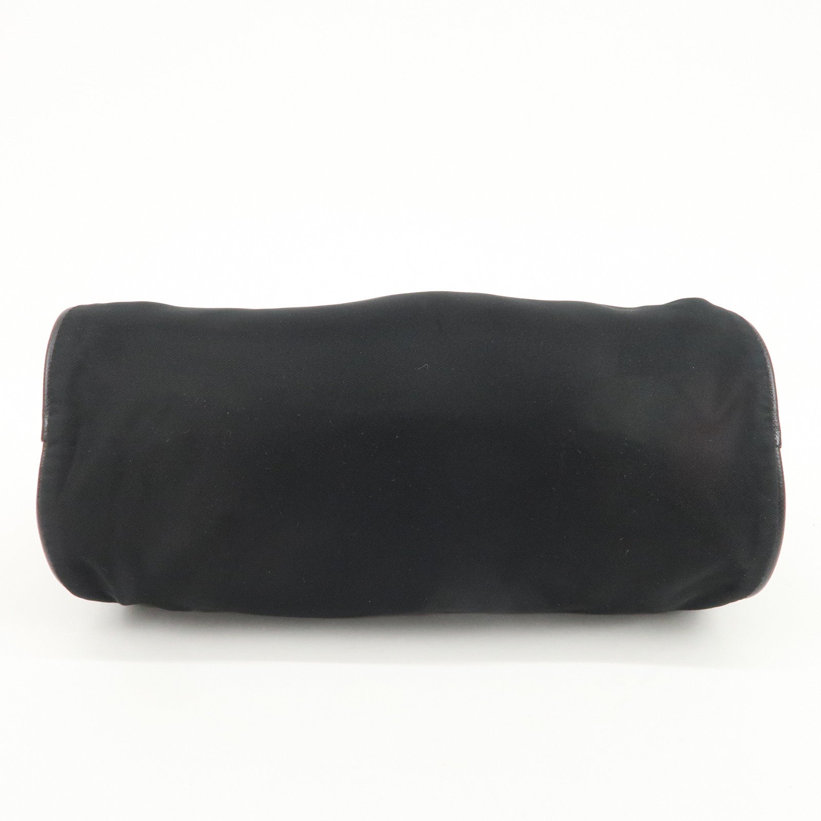 PRADA Triangle Logo Nylon Saffiano Leather Hand Bag Black