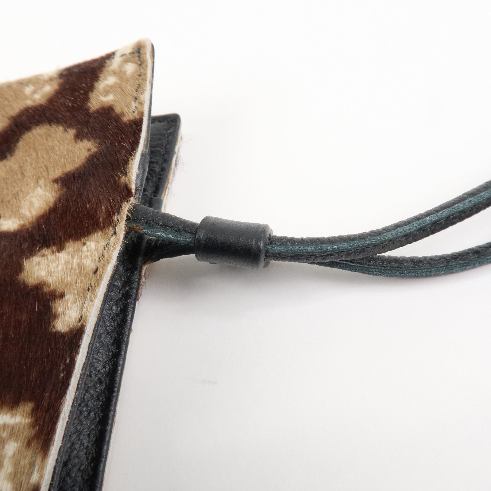 LOEWE Unborn Calf Leather Clutch Bag Pouch Brown Used