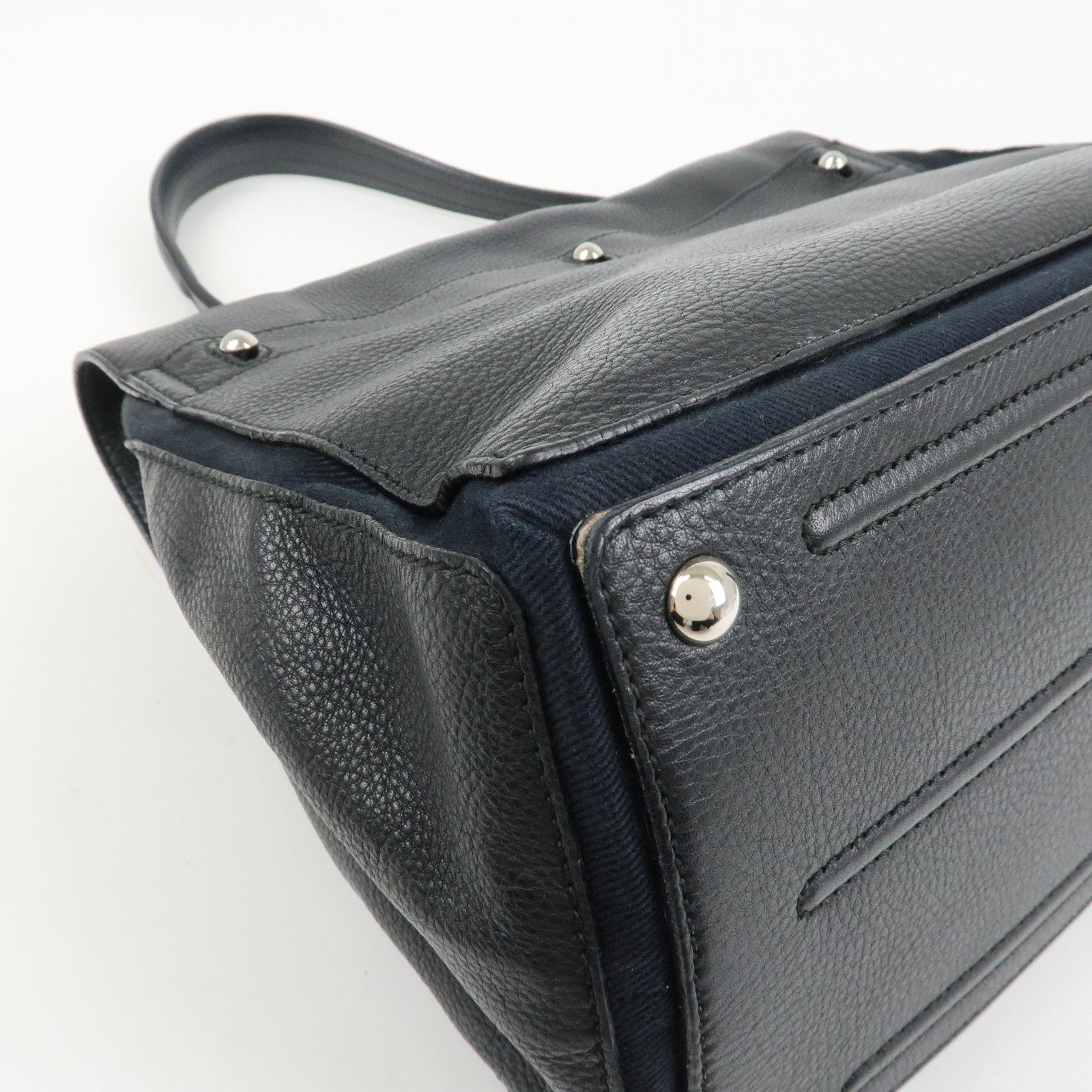SAINT LAURENT PARIS Leather Canvas Muse Two Hand Shoulder Bag Black