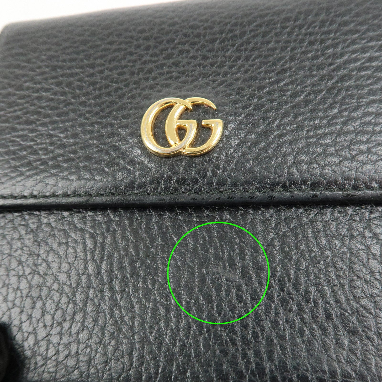 GUCCI GG Marmont Leather Double Hook Wallet Black 456122 Used