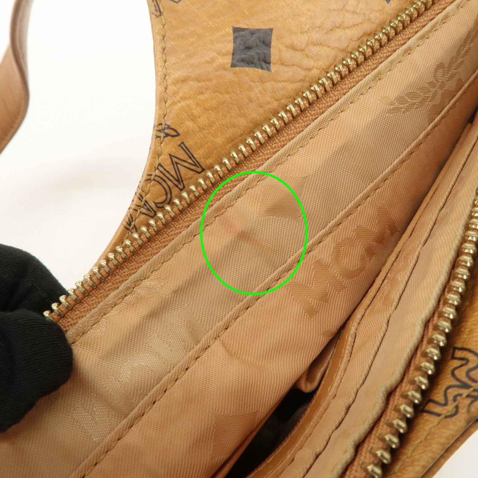 MCM Visetos Leather Hand Bag Shoulder Bag Brown Camel Brown