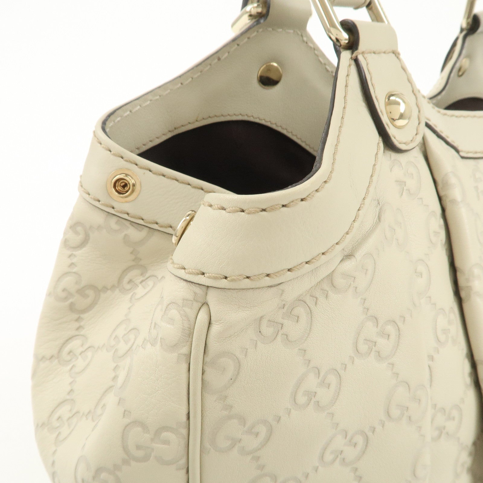 GUCCI Sukey Guccissima Leather Tote Bag Hand Bag Ivory 211944 Used