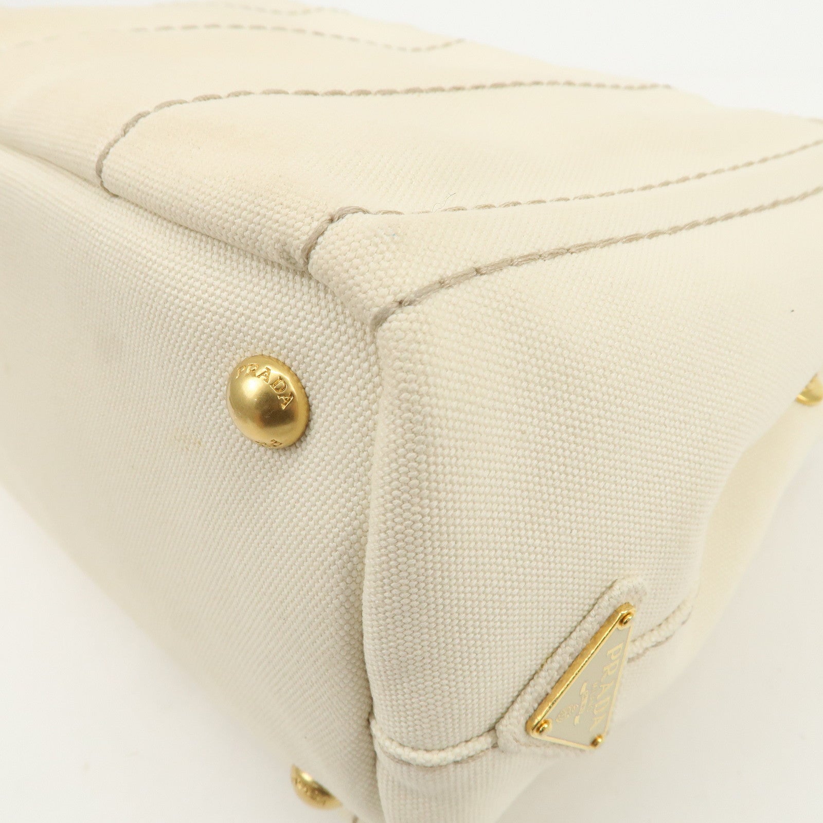 PRADA Canapa Mini Canvas 2Way Hand Shoulder Bag Ivory B2439G