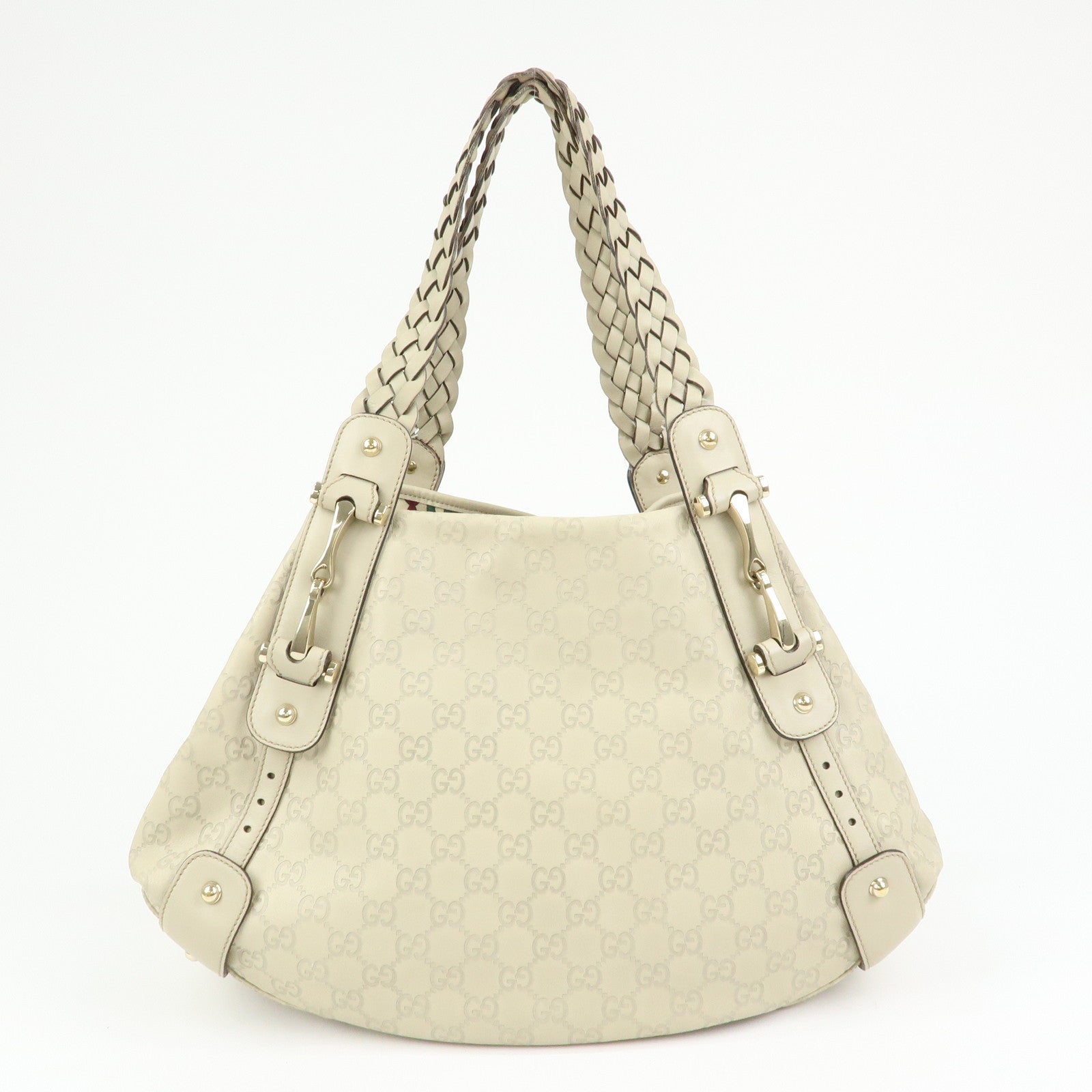 GUCCI Horsebit Guccissima Leather Hand Bag Ivory 137621
