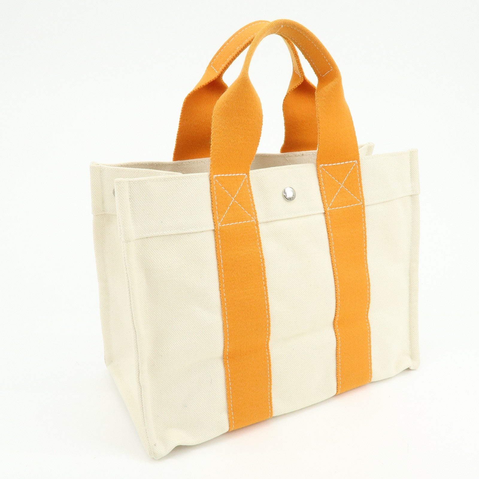 HERMES Bora Bora PM Canvas Tote Bag Hand Bag Natural Orange
