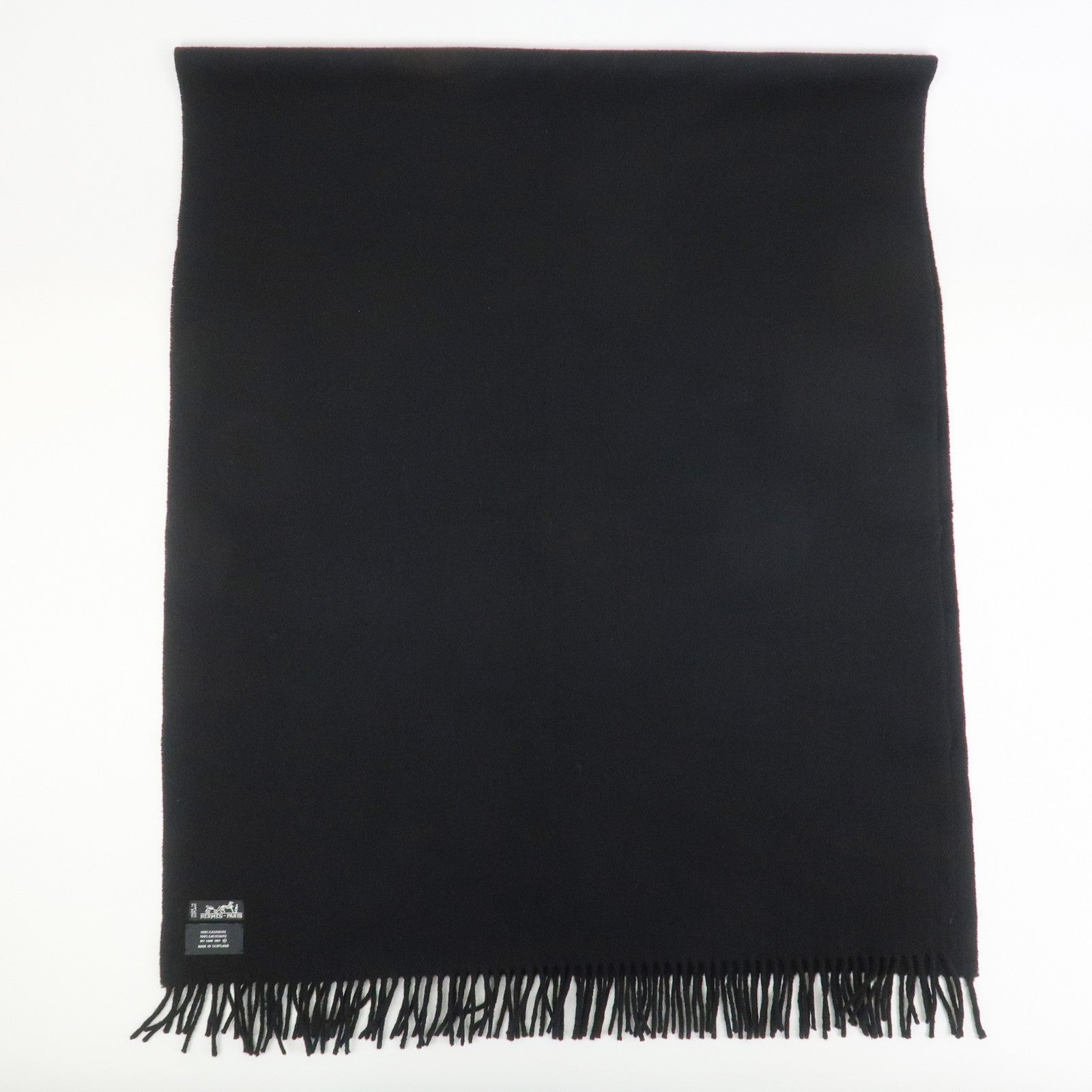 HERMES Cashmere 100% Scarf Stole Muffler Black