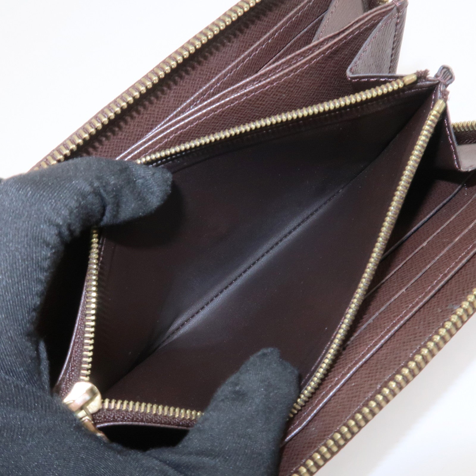 Louis Vuitton Damier Canvas Zippy Wallet Old Style Brown N60015