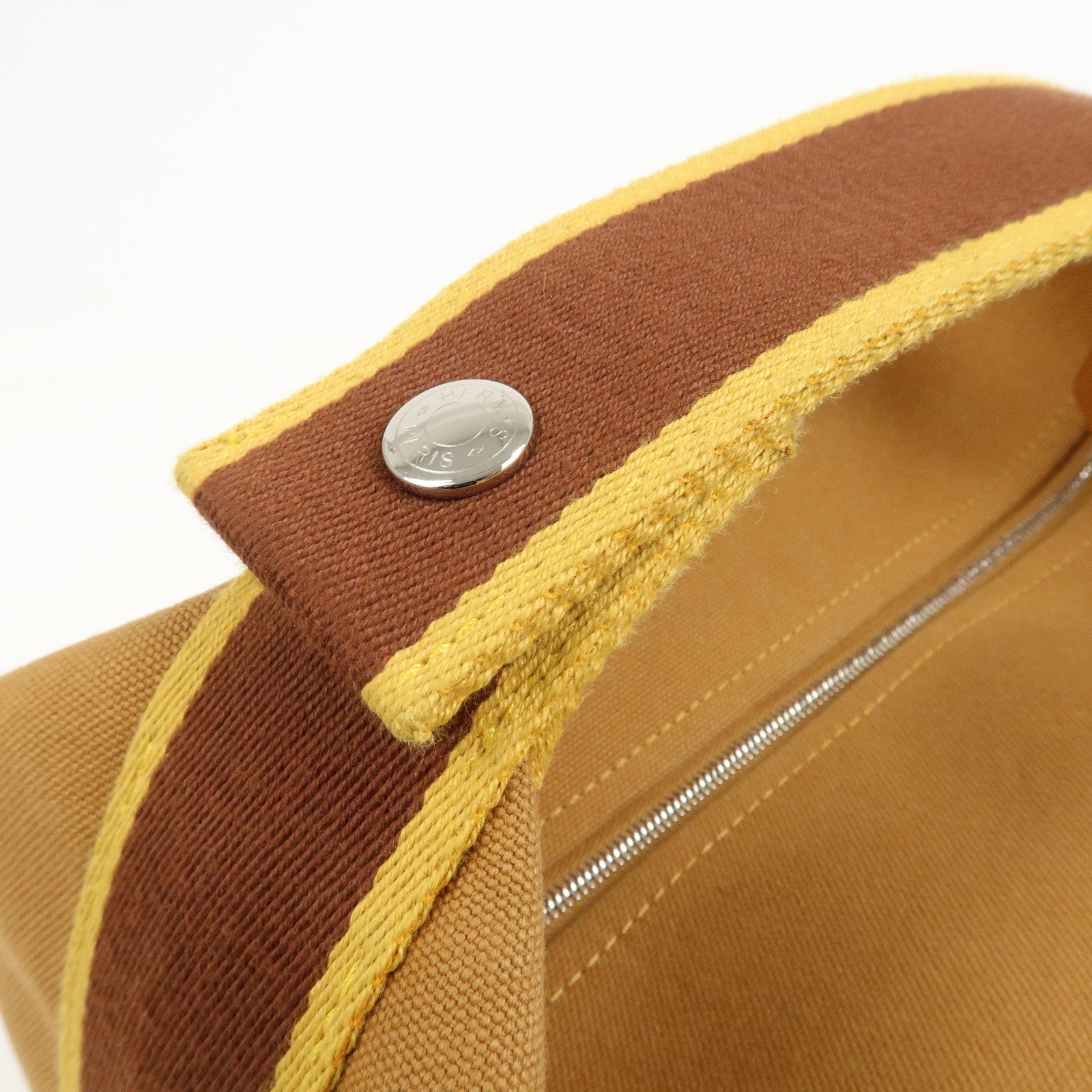 HERMES Bride A Brac GM Canvas Hand Bag Cosmetic Pouch Brown