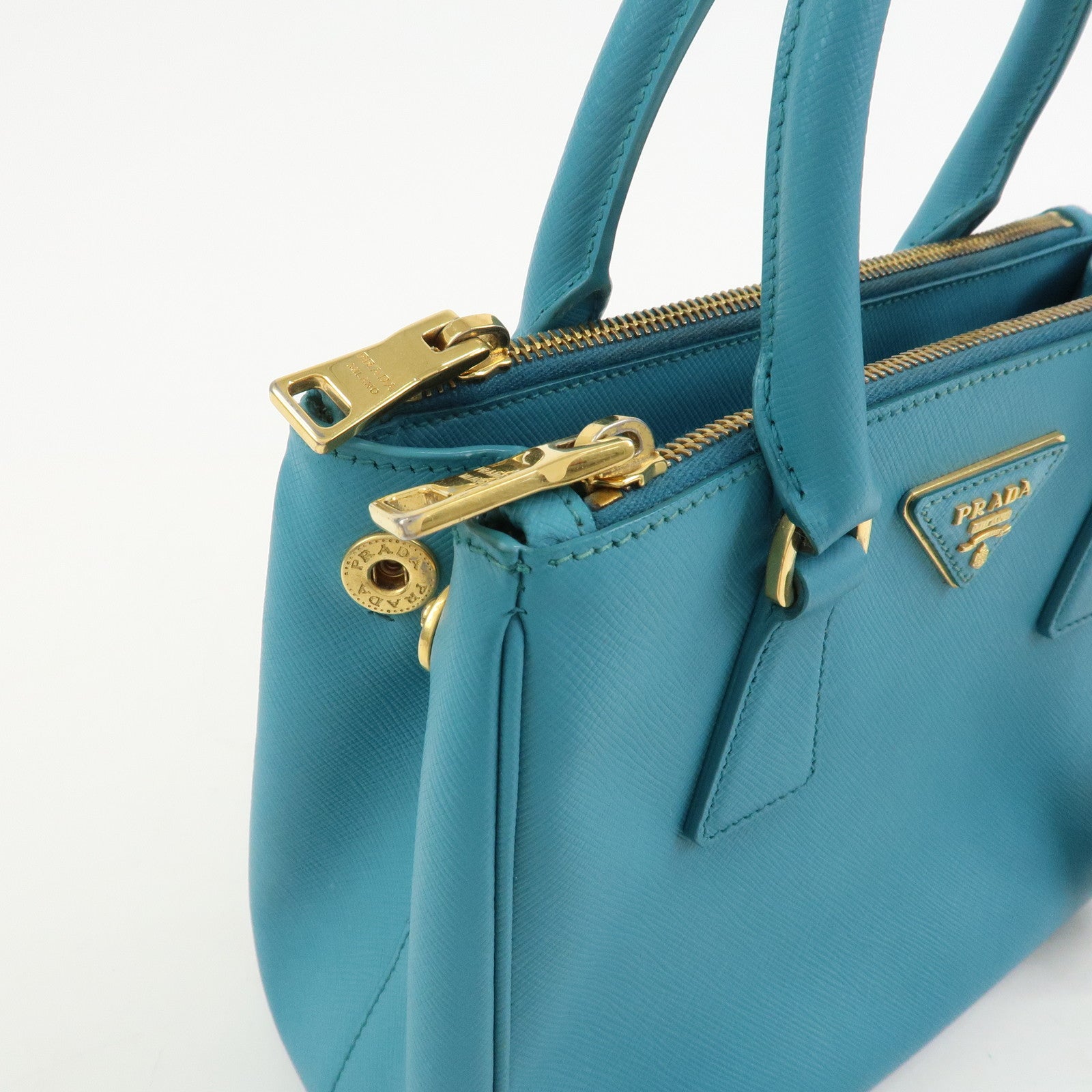 PRADA Galleria Saffiano Lux Leather 2Way Bag Hand Bag Blue BN2402
