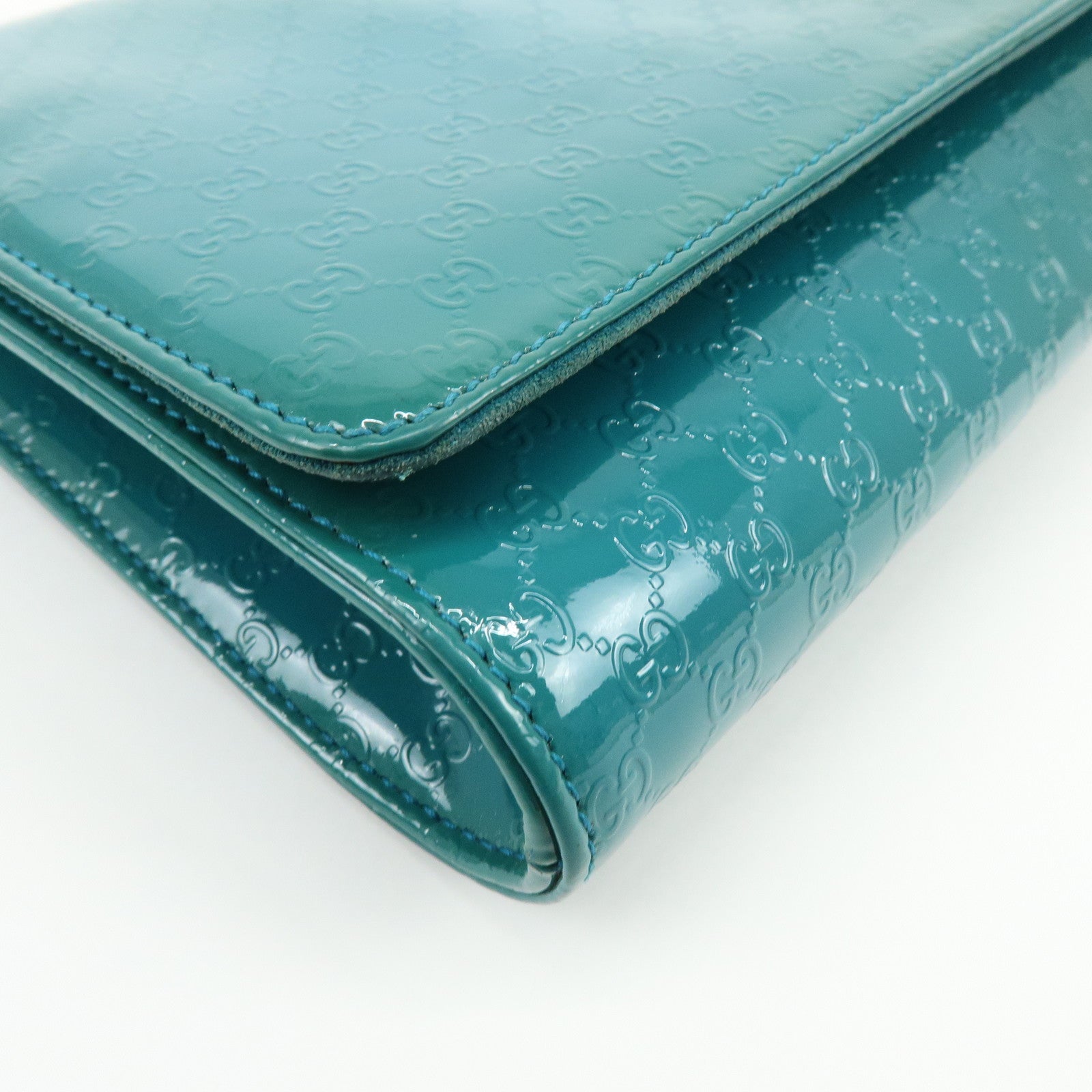 GUCCI Microguccissima Leather Hand Bag Clutch Bag Blue 339249