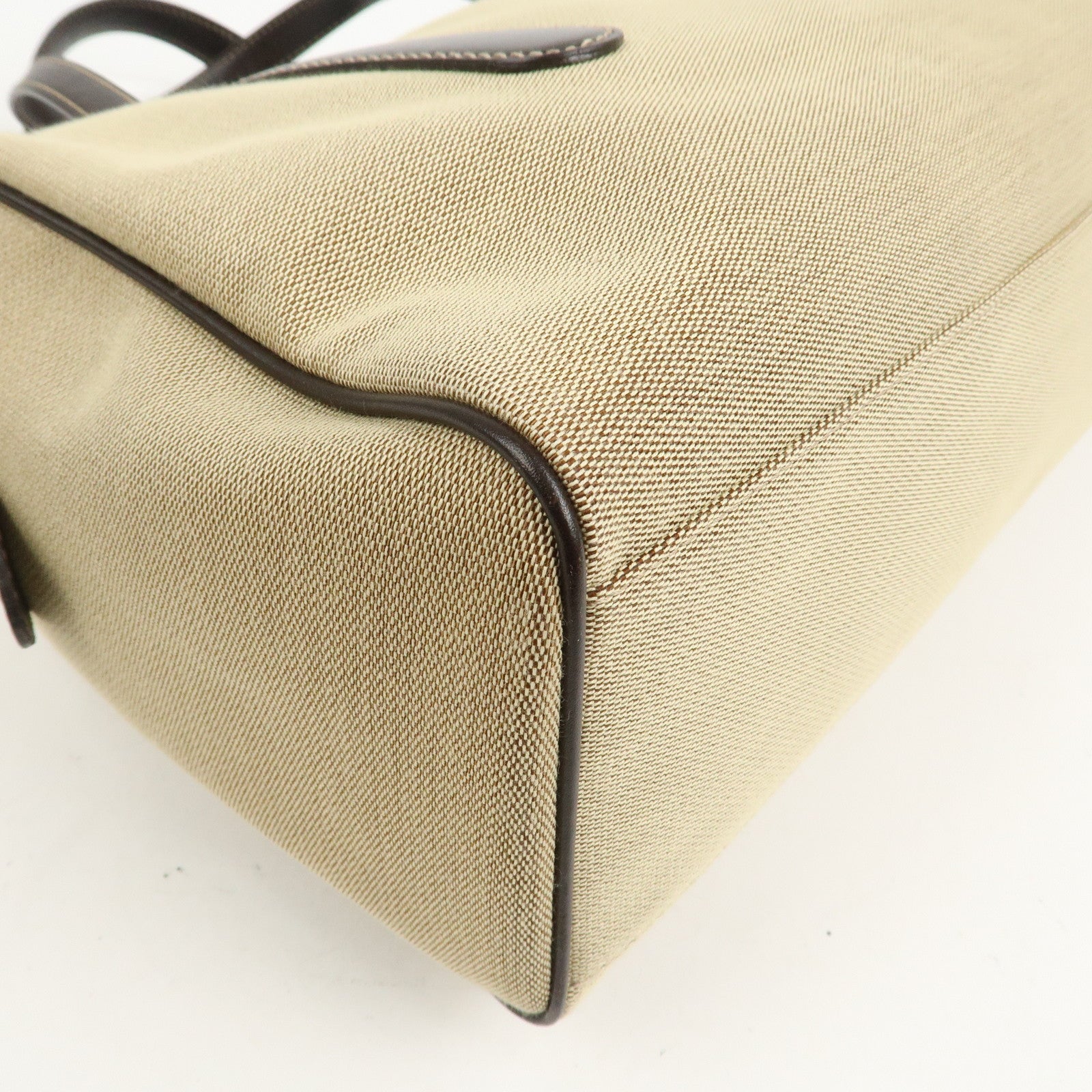 GUCCI Canvas Leather Boston Bag Hand Bag Beige Brown 257288