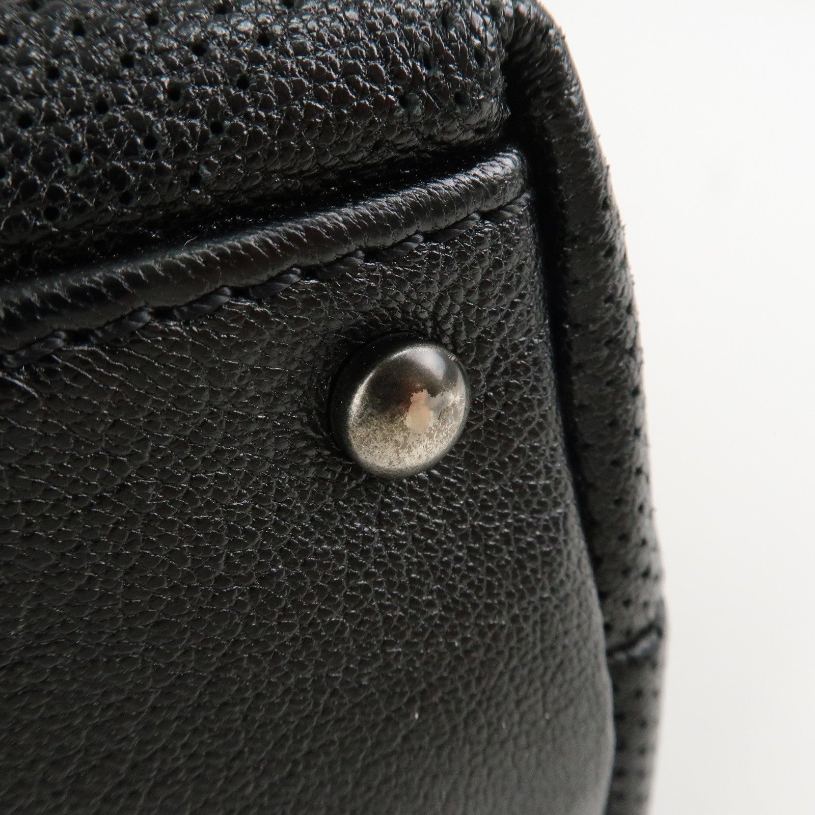 CHANEL COCO Mark Patent Leather Punchcing Tote Bag Shoulder Bag Black Used