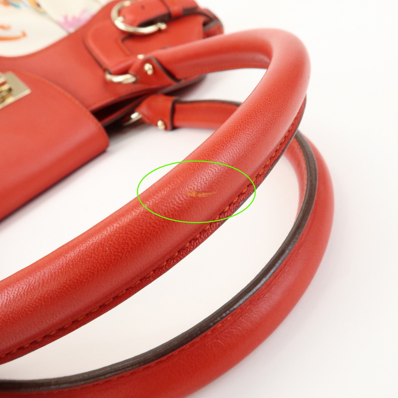 Ferragamo Gancini Logo Satin Leather Shoulder Bag Hand Bag Ivory