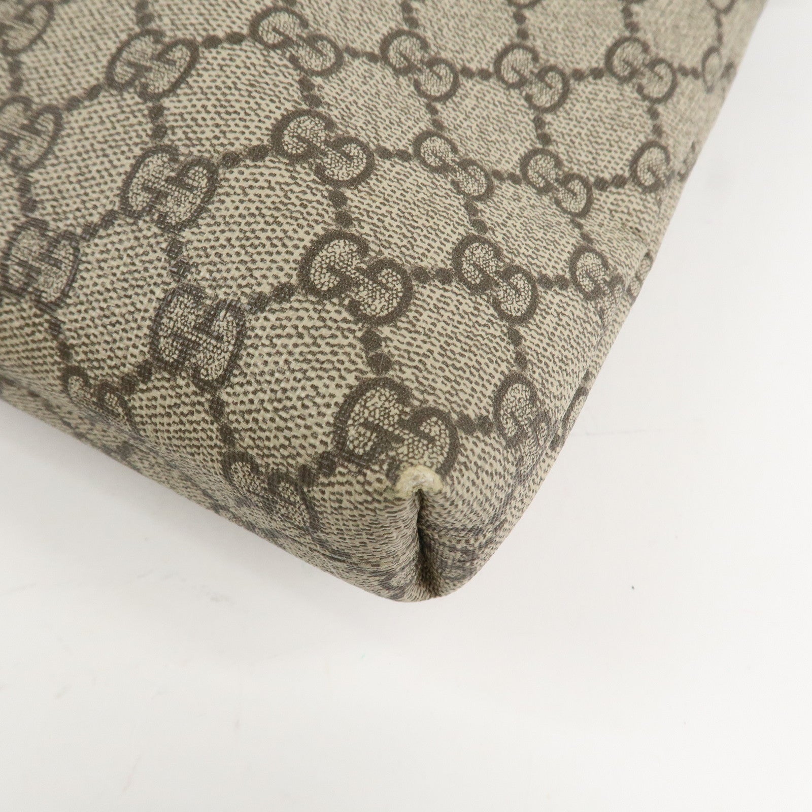 GUCCI GG Supreme Leather Shoulder Crossbody Bag Beige Brown 388924 Used