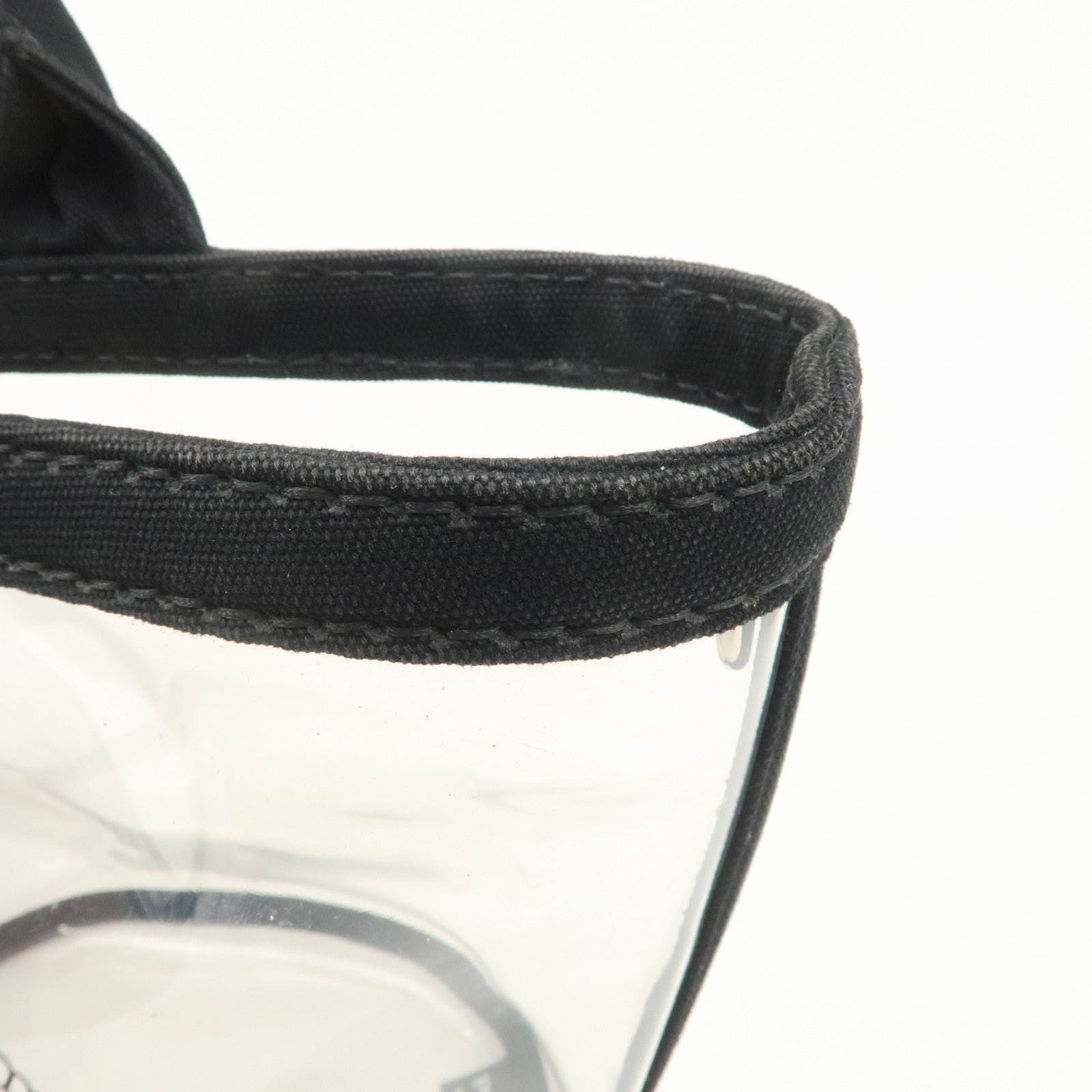 PRADA Canvas Vinyl Leather 2Way Hand Bag Clear Black 1BG187