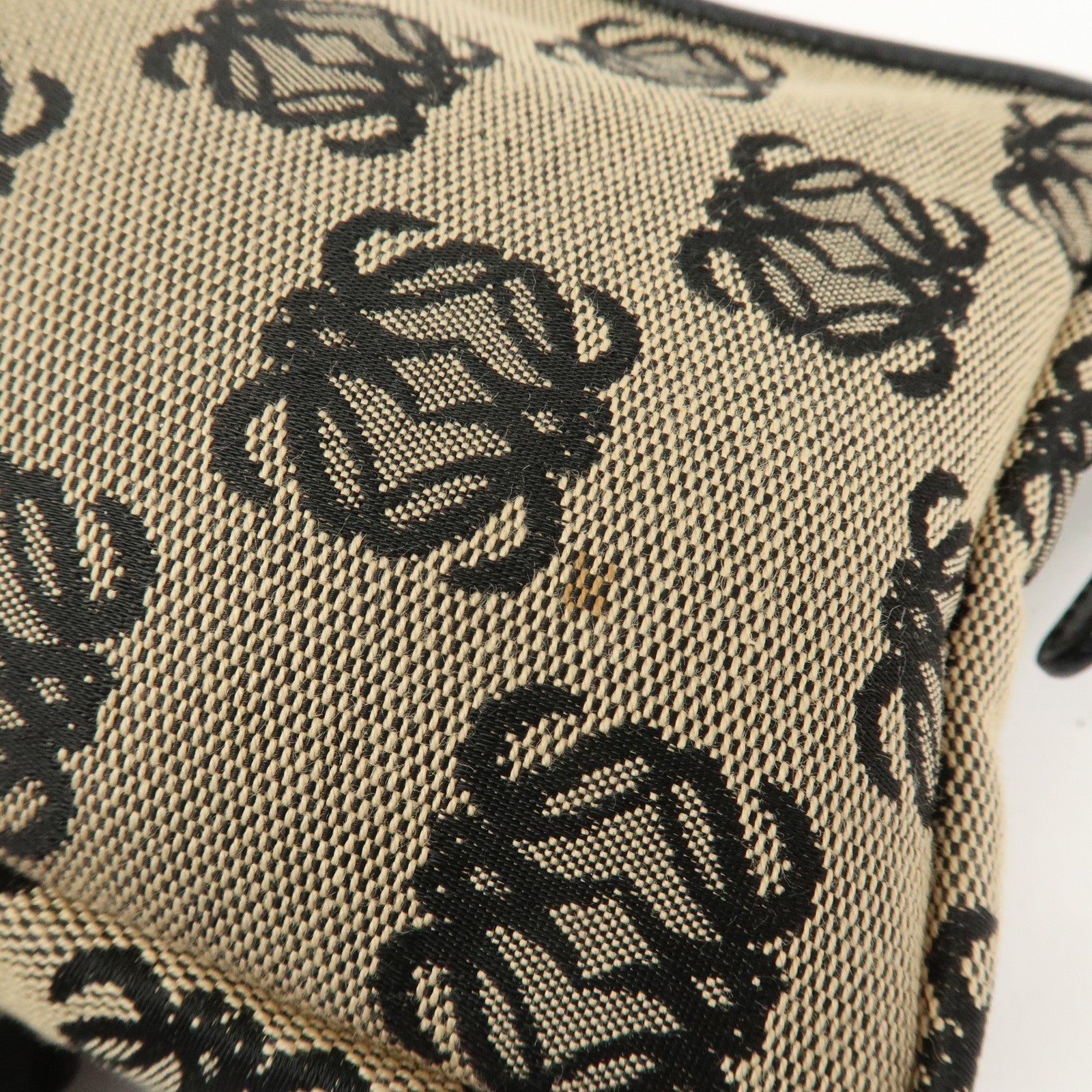 LOEWE Anagram Canvas Leather Accessory Pouch Shoulder Bag Beige