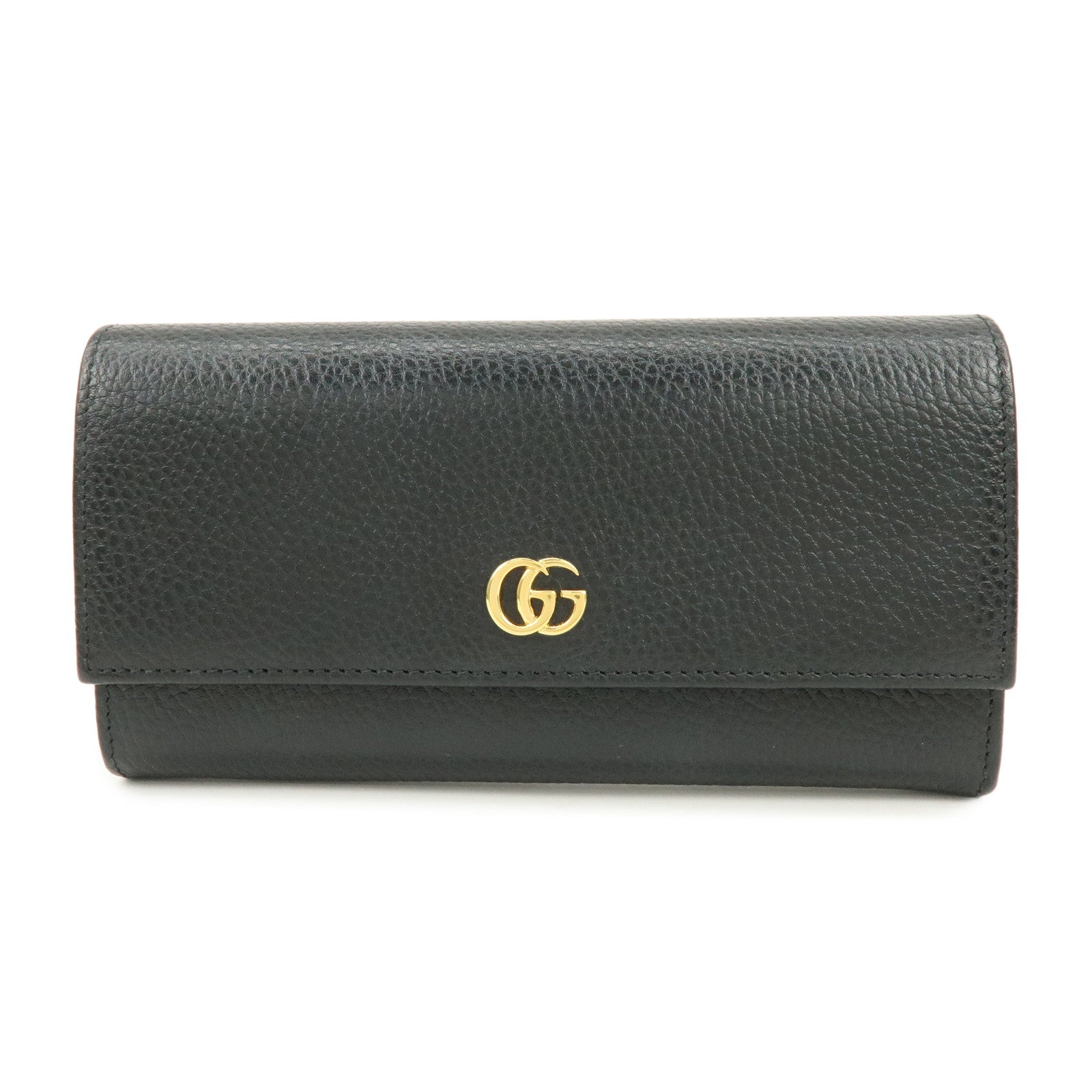 GUCCI GG Marmont Leather Long Flap Wallet Black 456116