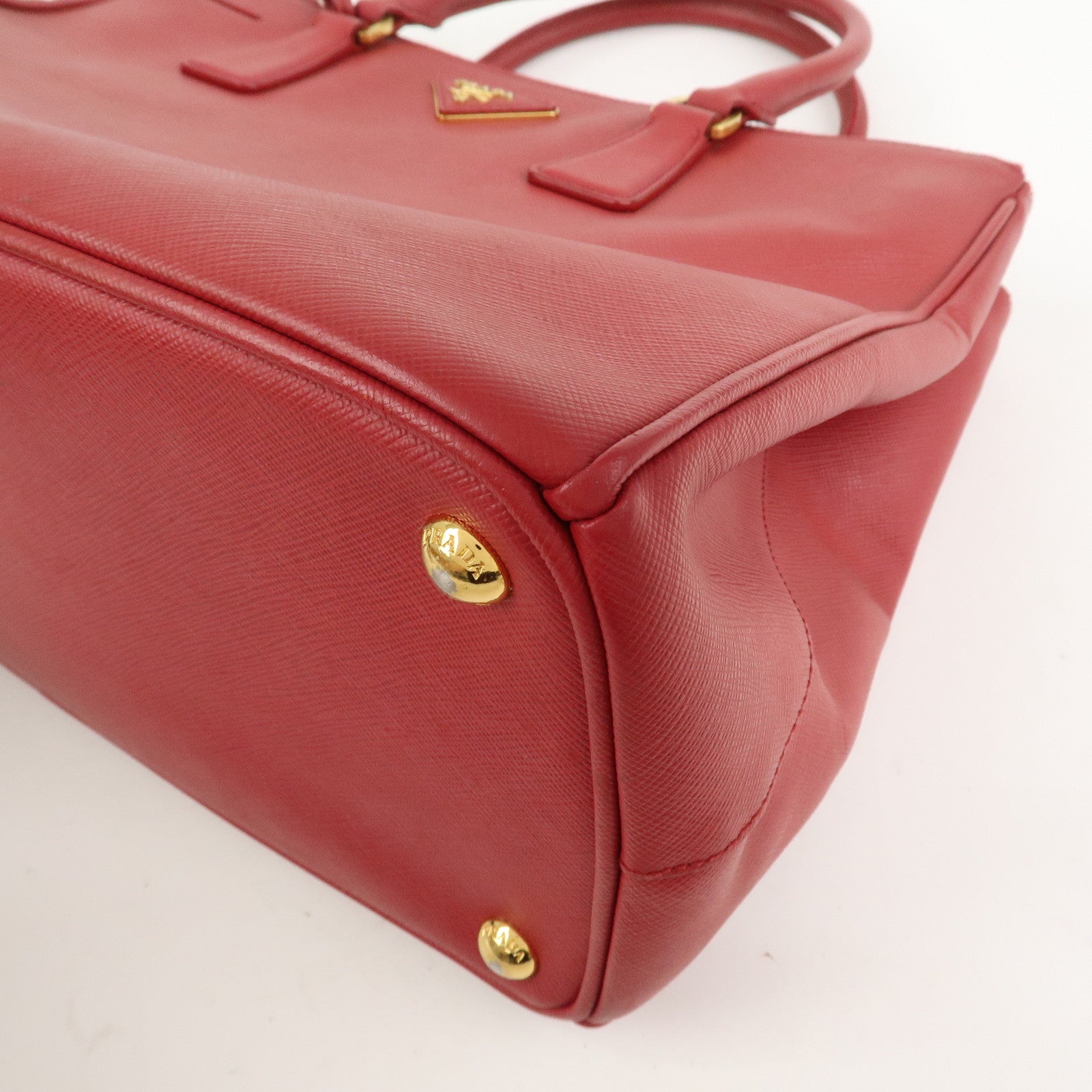 PRADA Triangle Logo Galleria Saffiano Leather 2Way Bag Red BN2274