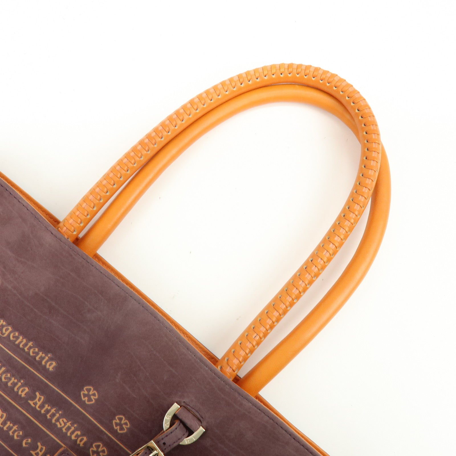 BVLGARI Collezione Suede Leather Tote Shoulder Bag Purple Orange